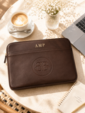 Personalized Portofino Leather Laptop Sleeve – Chocolate Brown