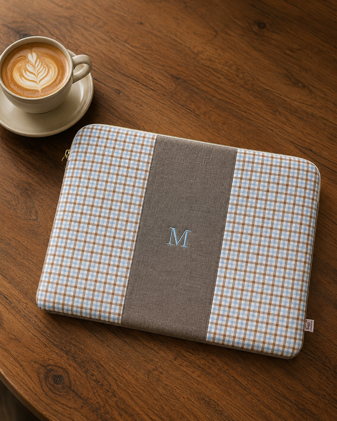Personalized Venice Laptop Sleeve – Blue Check Print