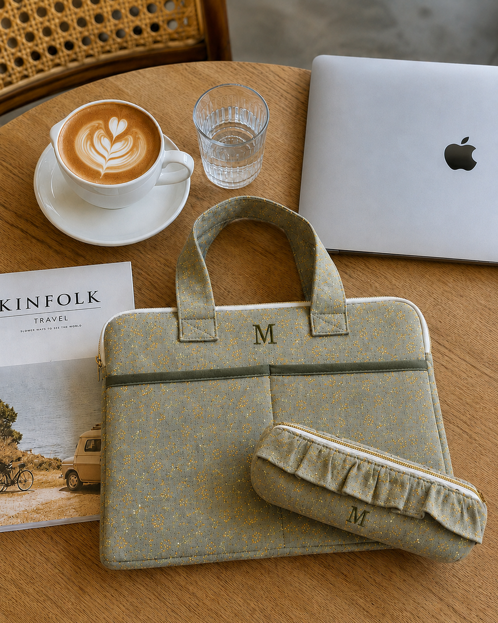 Personalized Siena Laptop Sleeve – Khaki Floral Print