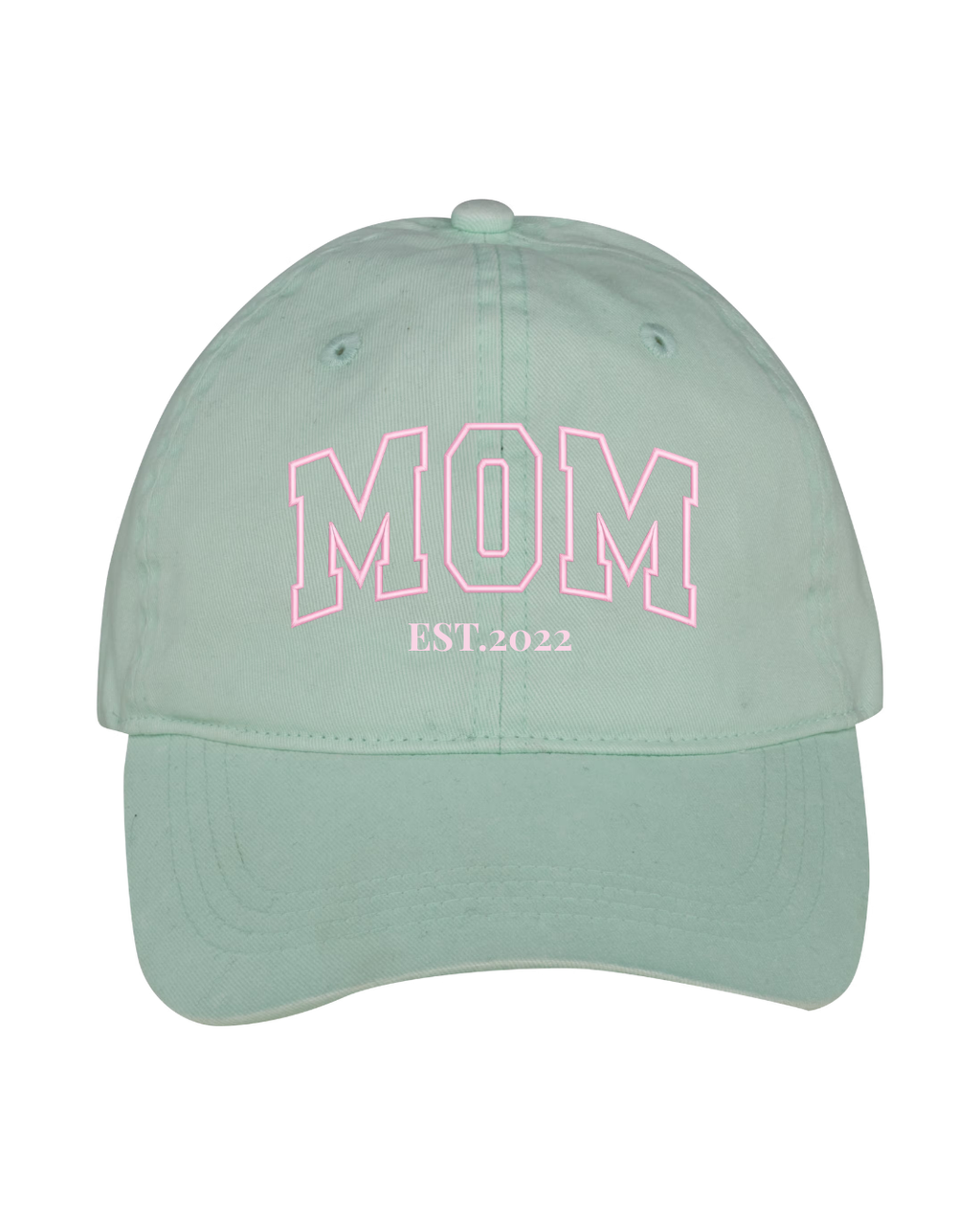 Gorra personalizada MOM letras gruesas verde mint