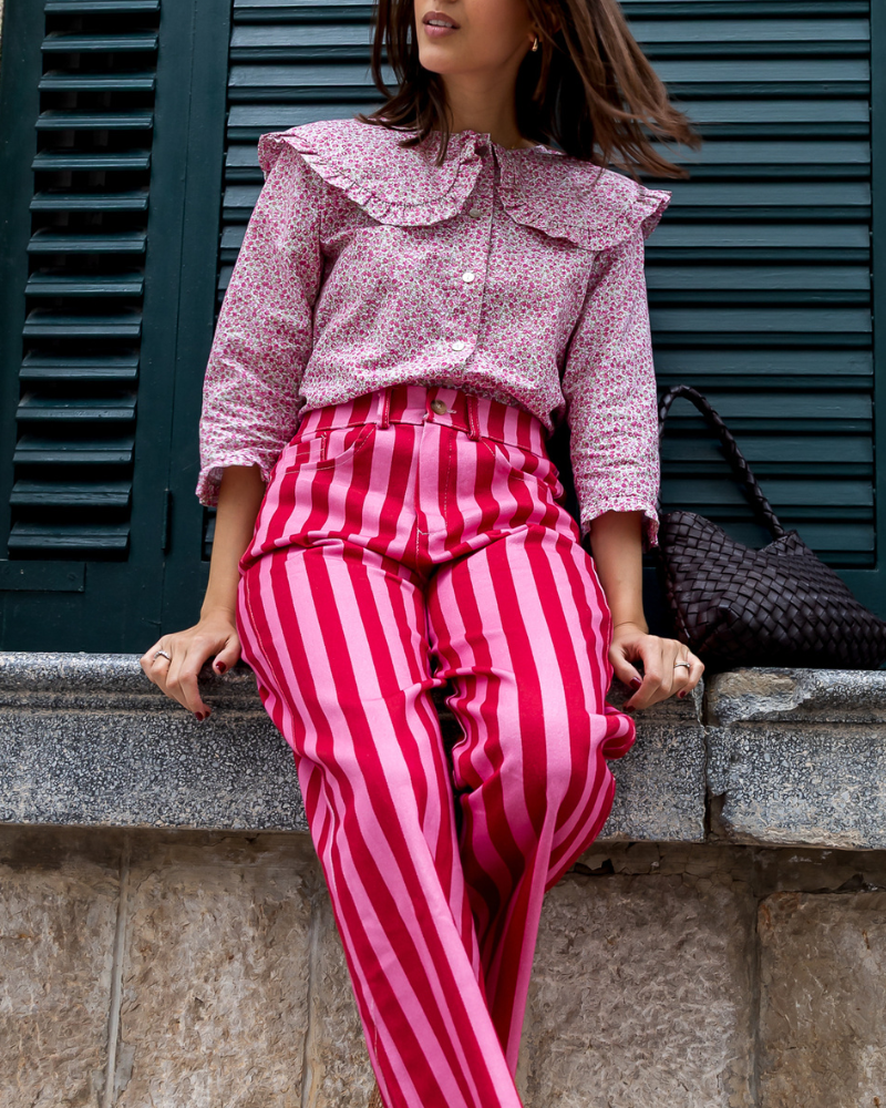 look completo jeans olivia red combinado con camisa y bolso mujer