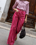jeans olivia red pantalon rayas rojas rosas mujer pierna ancha