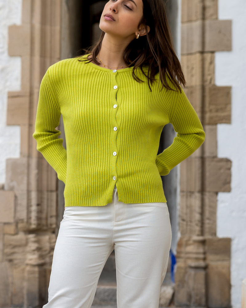 jersey de canalé verde lima mujer