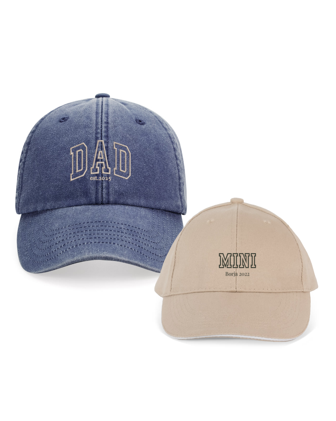 Pack gorras personalizadas DAD y MINI letras gruesas
