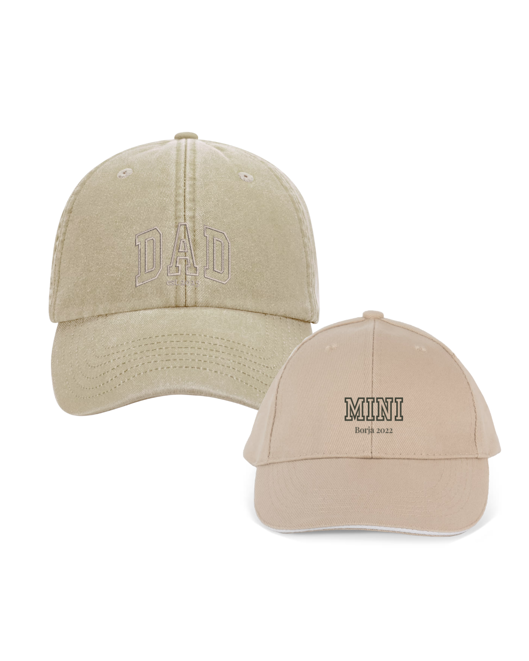 Pack gorras personalizadas DAD y MINI letras gruesas