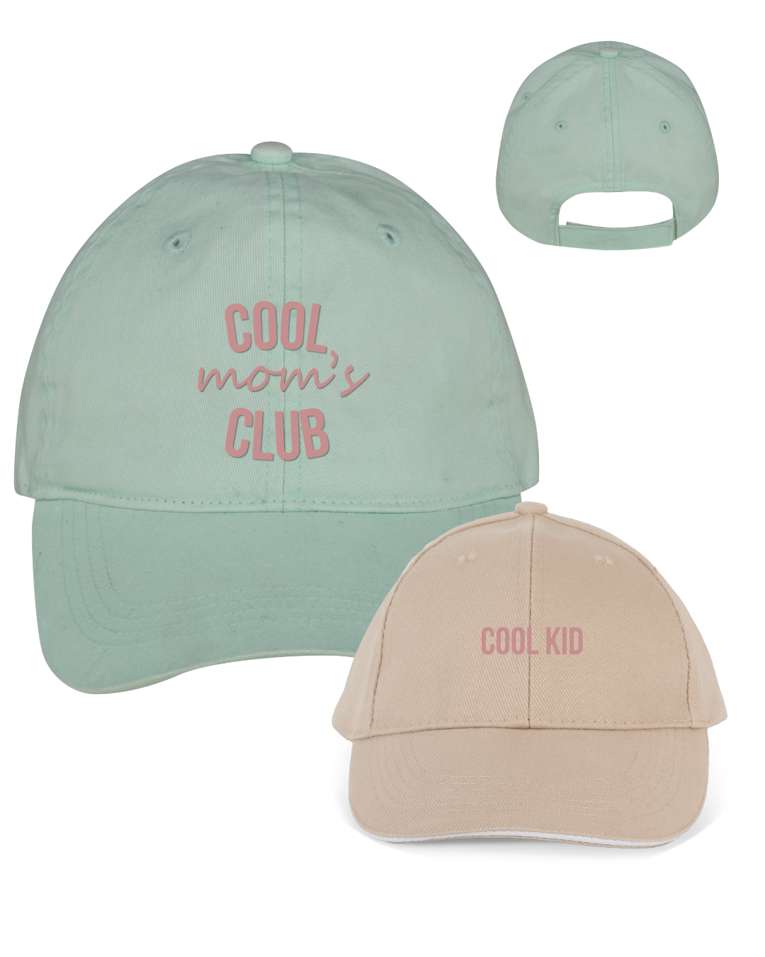 Pack gorras personalizadas Cool Mom's Club y Cool Kid