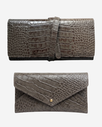 Croco Taupe jewelry box + Croco Taupe glasses case set