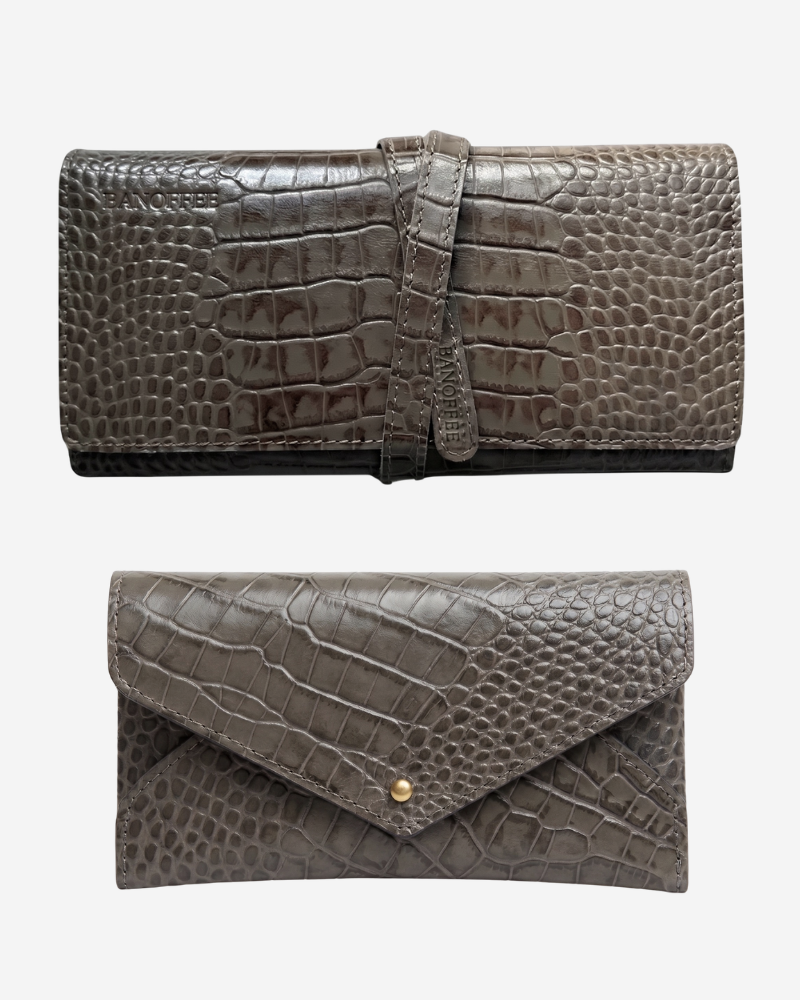 Pack de joyero Croco Taupe + funda de gafas Croco Taupe