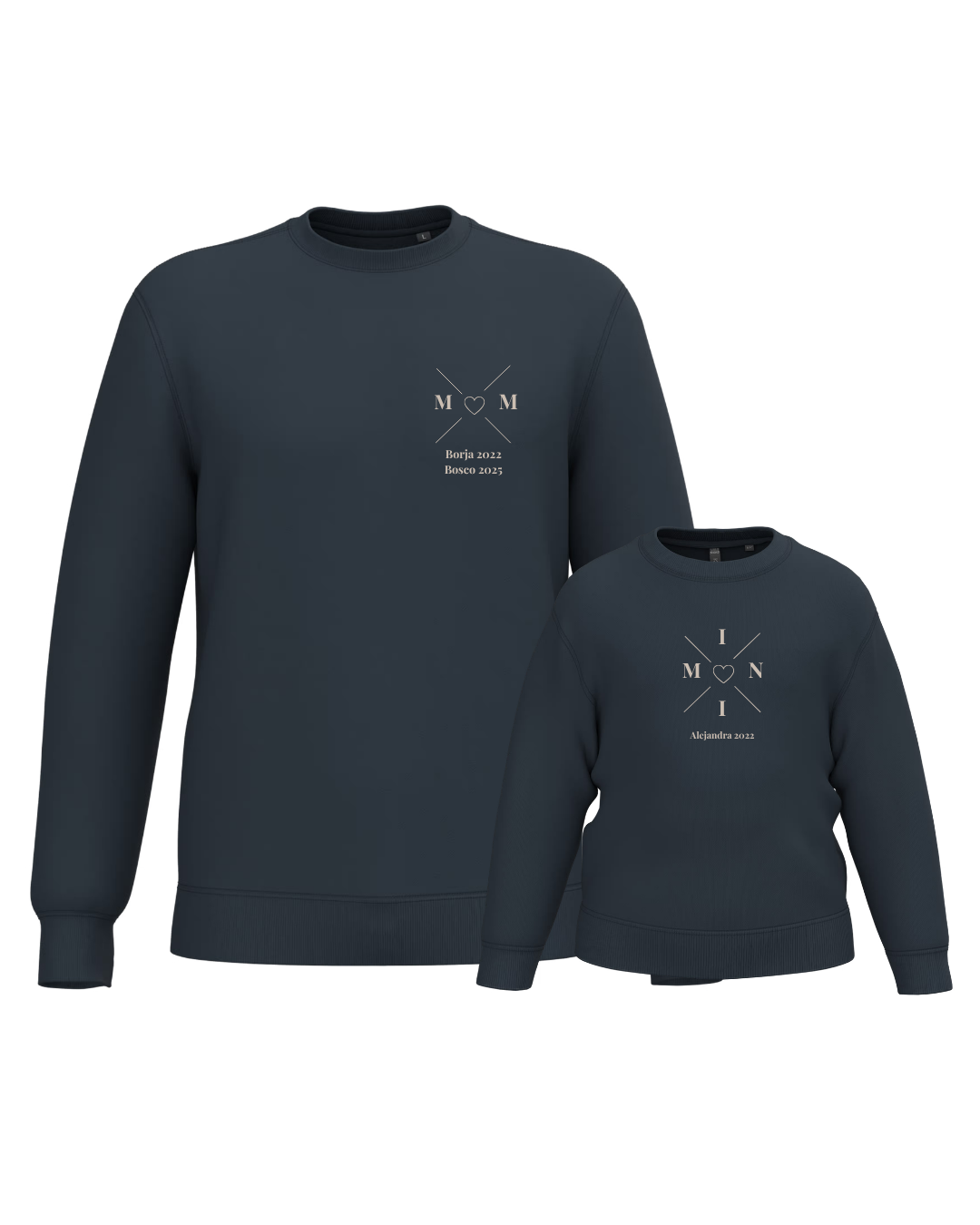 Pack sudaderas MOM y MINI bebé cruz corazón (hasta 36 meses)