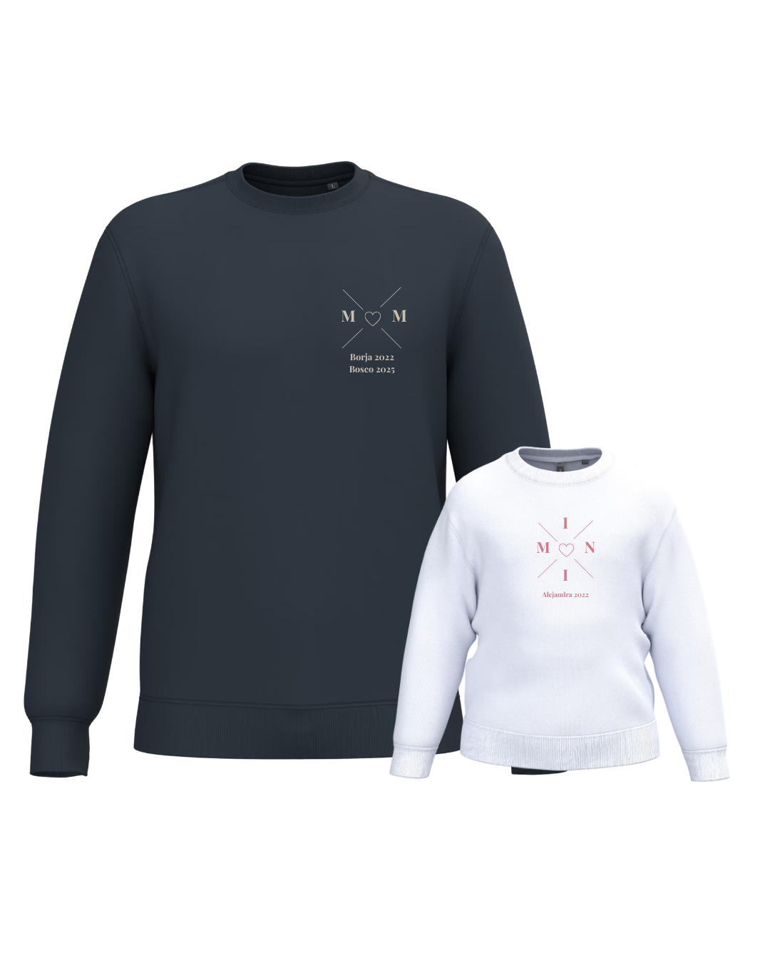 Pack sudadera MOM y MINI cruz corazón (desde 4 años)