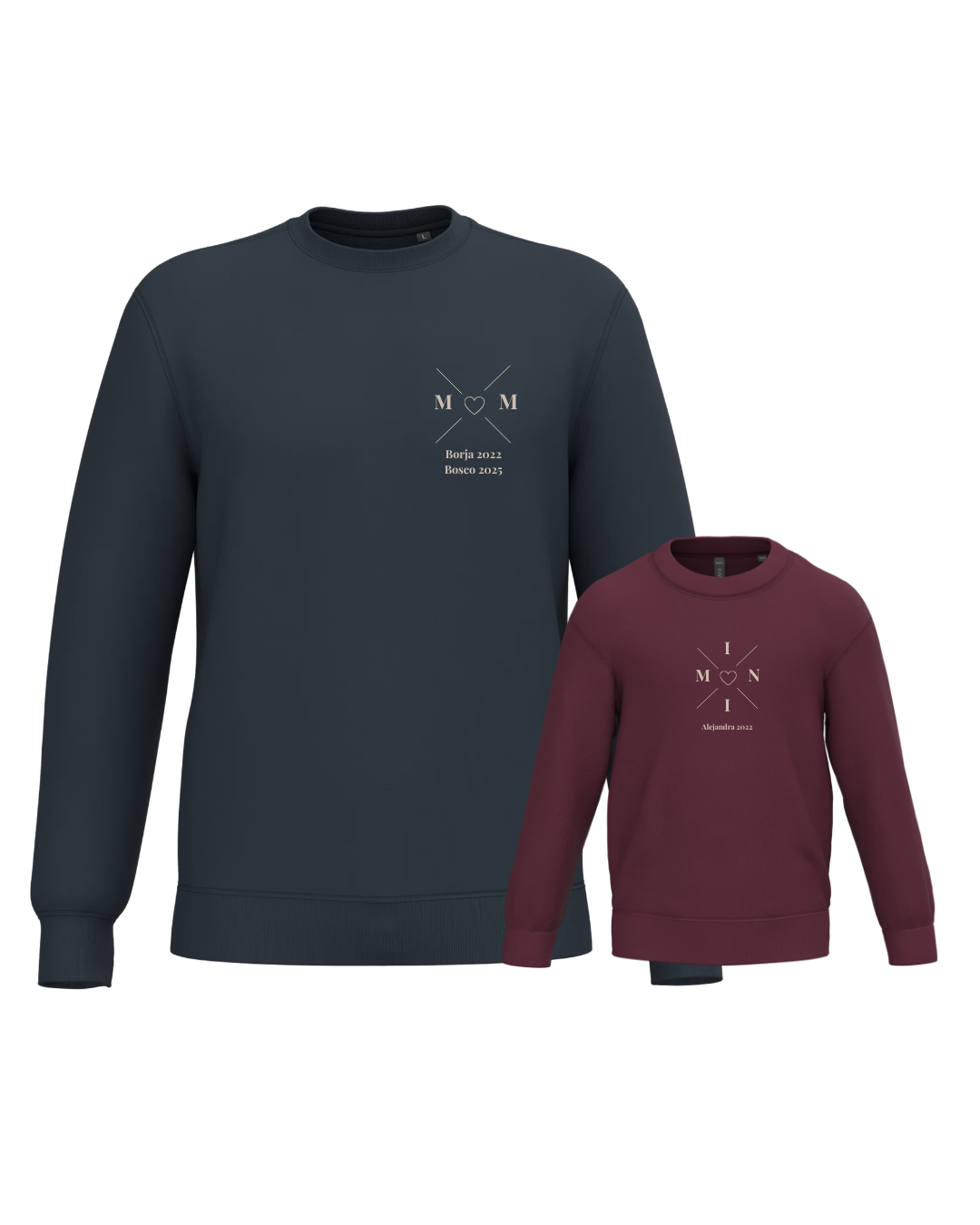 Pack sudadera MOM y MINI cruz corazón (desde 4 años)