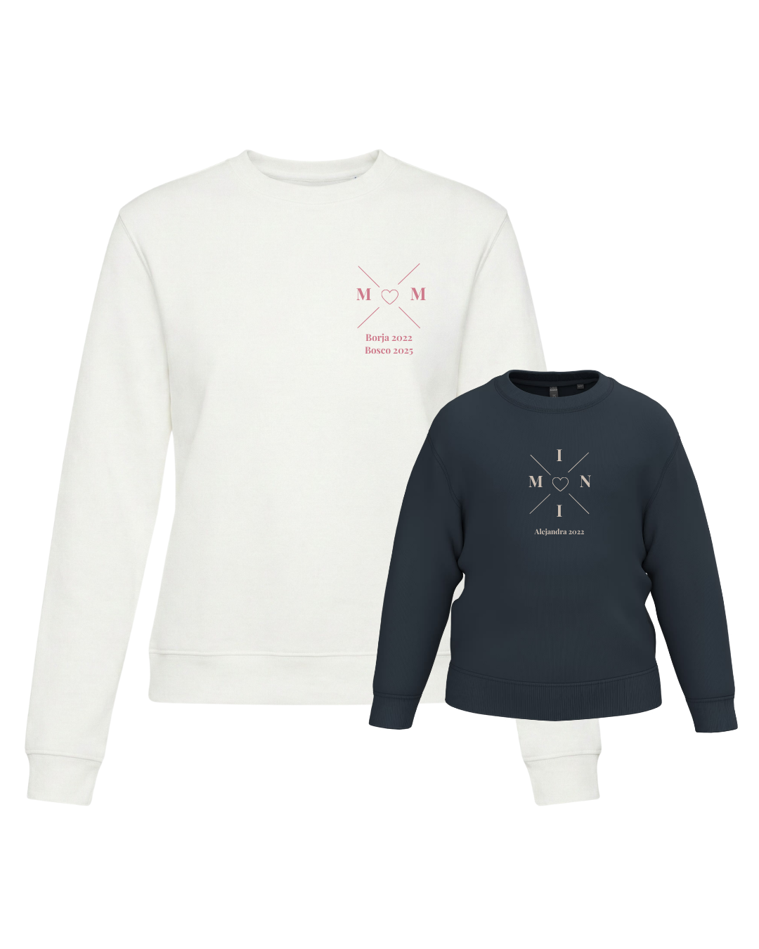 Pack sudadera MOM y MINI cruz corazón (desde 4 años)