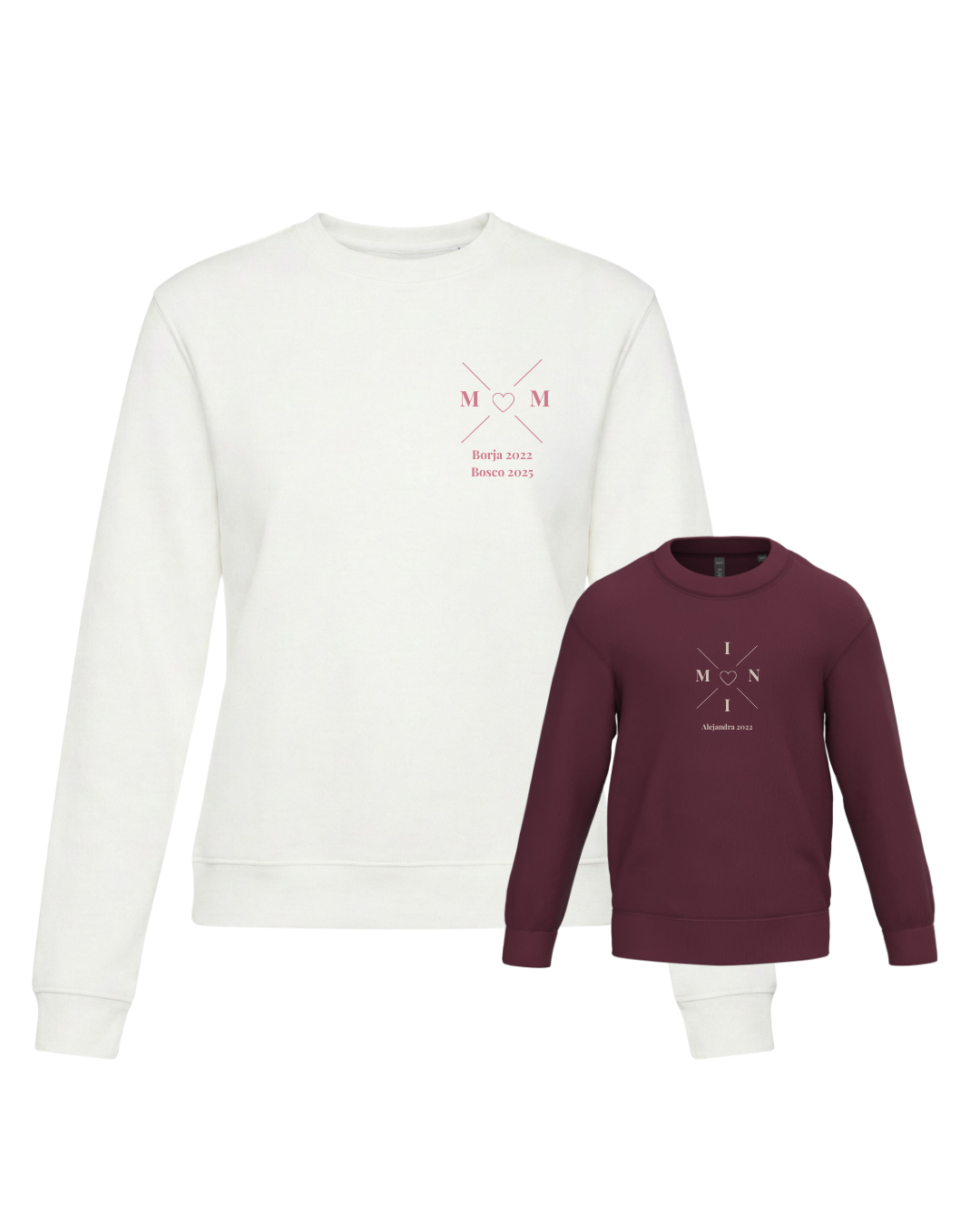 Pack sudadera MOM y MINI cruz corazón (desde 4 años)