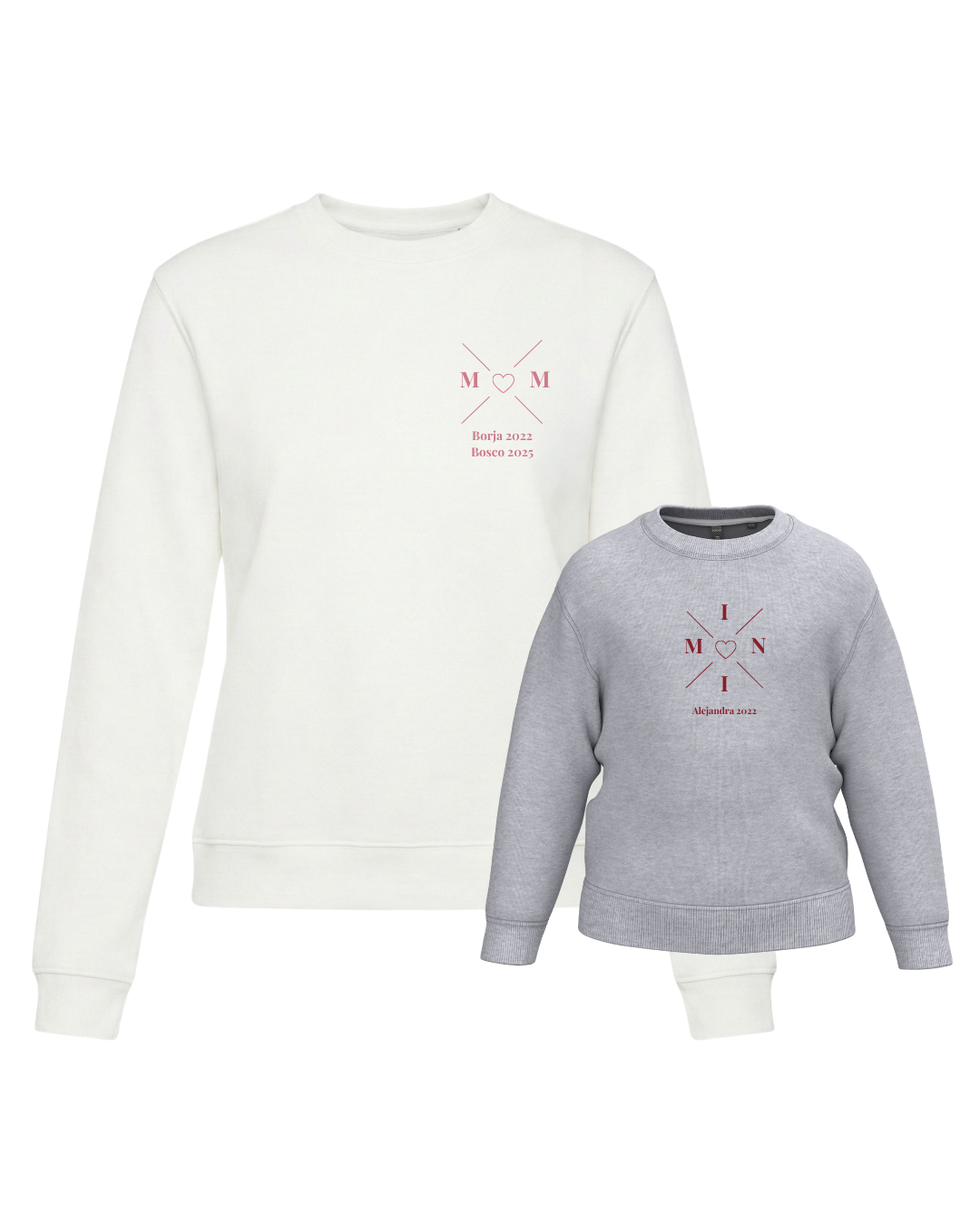 Pack sudaderas MOM y MINI bebé cruz corazón (hasta 36 meses)