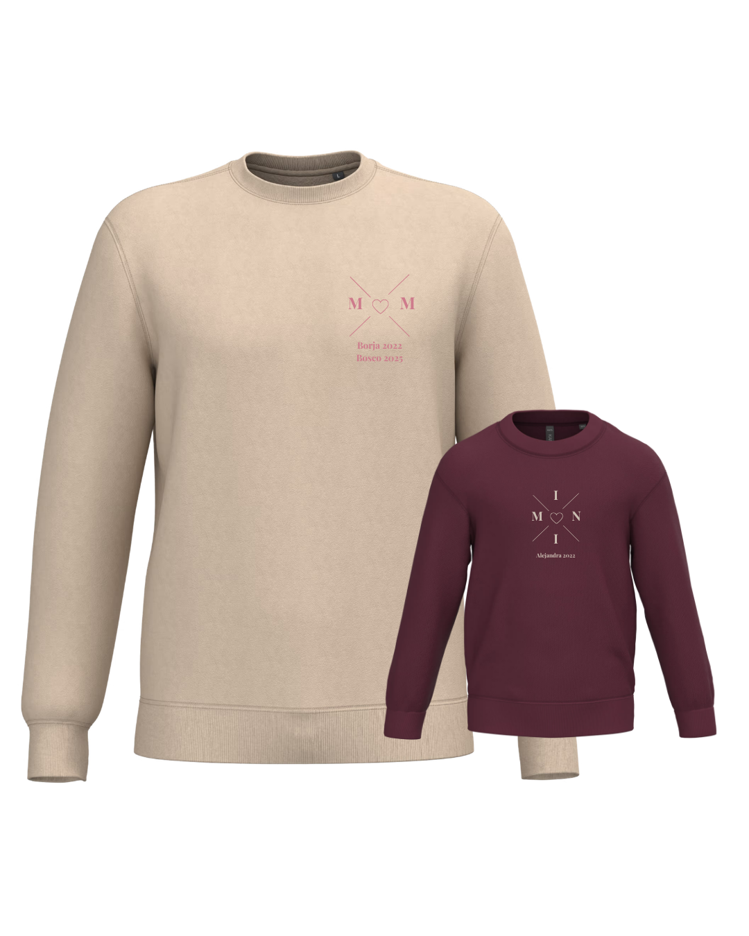Pack sudadera MOM y MINI cruz corazón (desde 4 años)