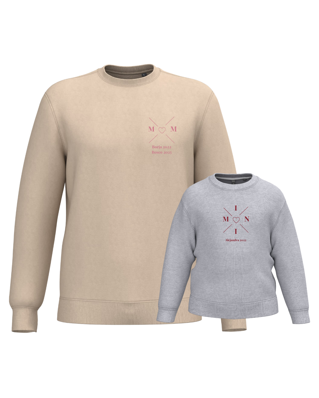 Pack sudadera MOM y MINI cruz corazón (desde 4 años)