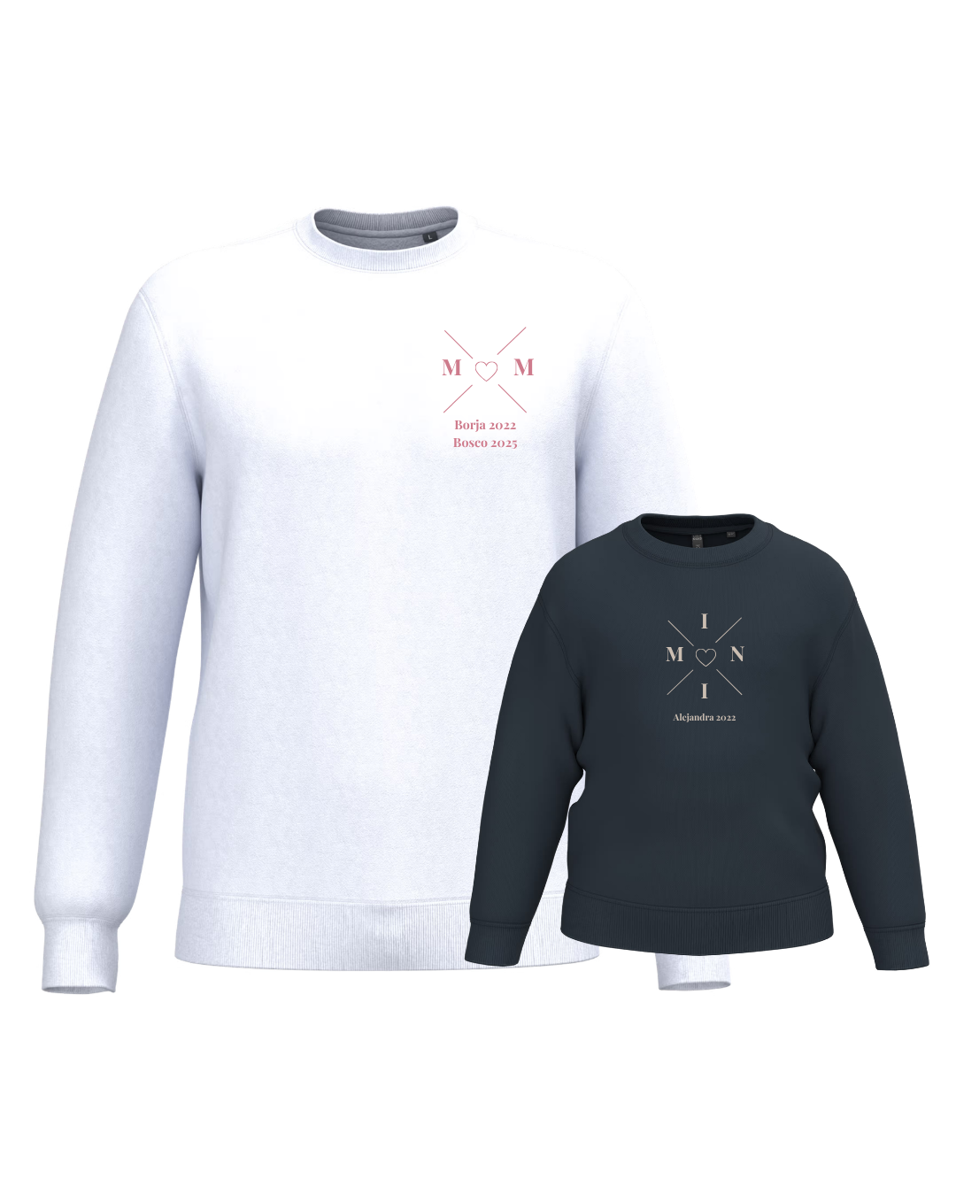 Pack sudadera MOM y MINI cruz corazón (desde 4 años)