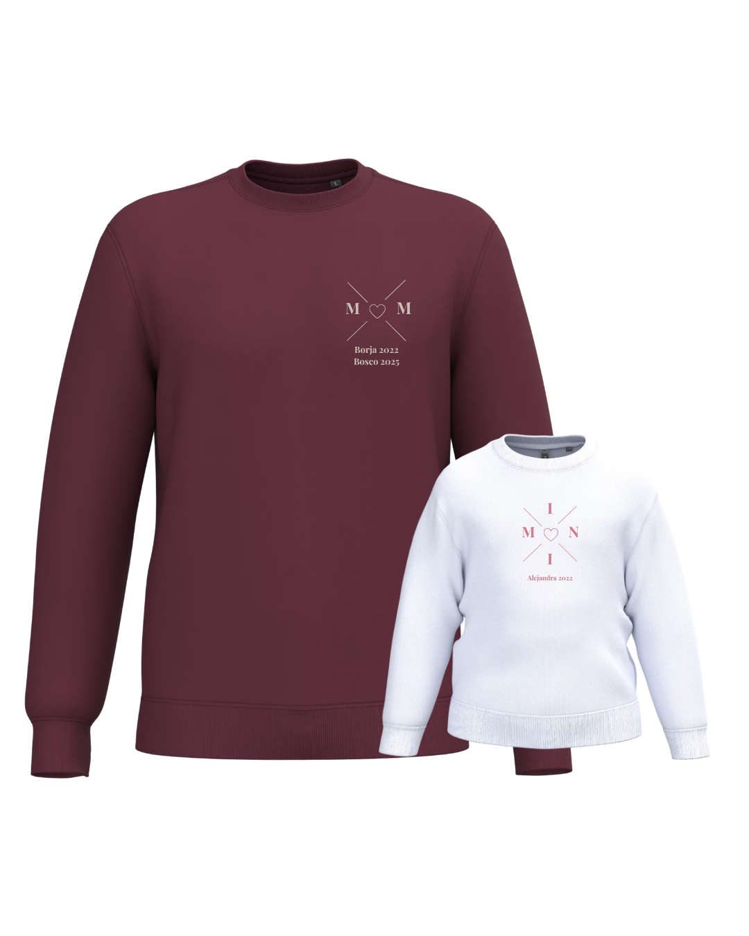 Pack sudadera MOM y MINI cruz corazón (desde 4 años)