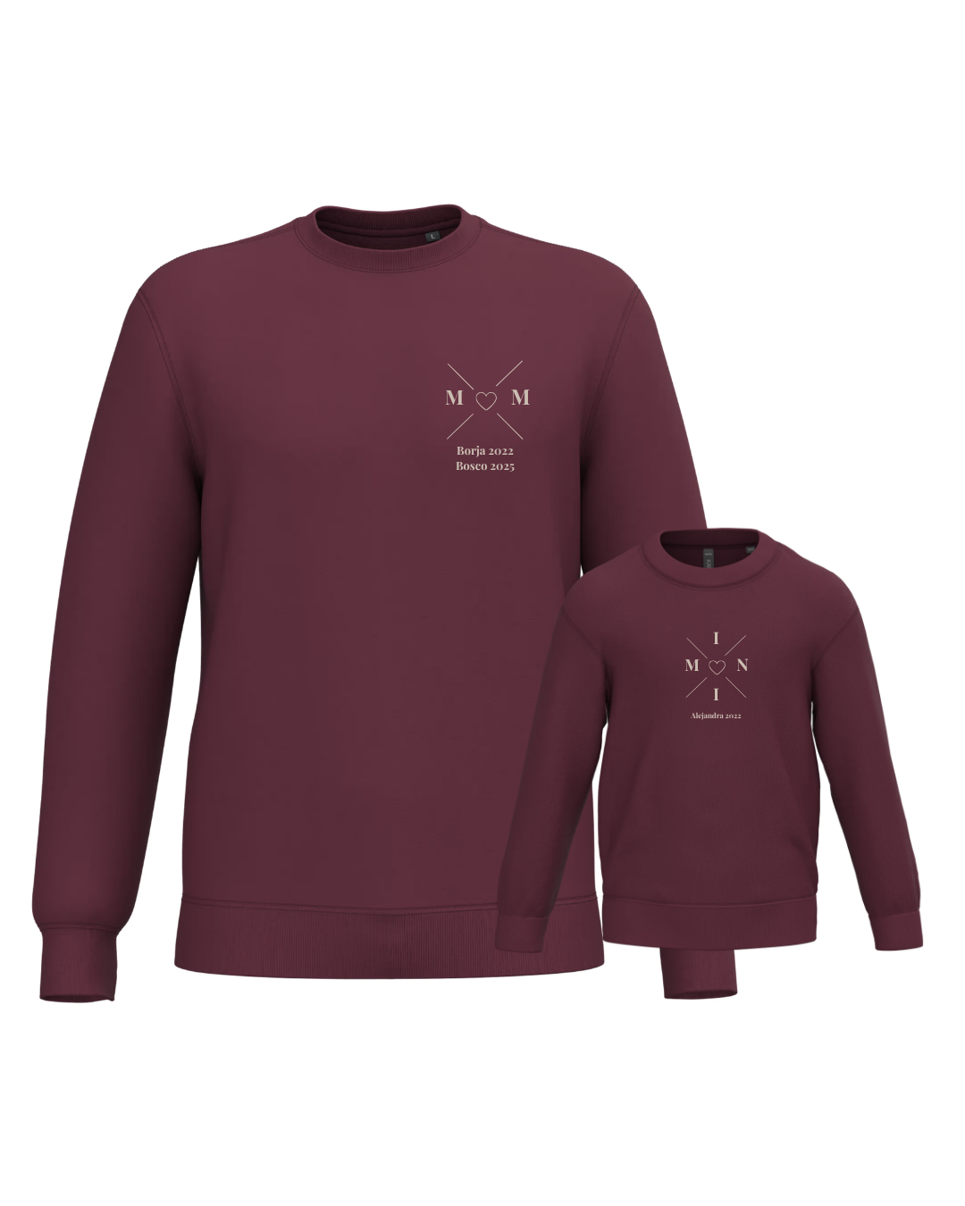 Pack sudadera MOM y MINI cruz corazón (desde 4 años)