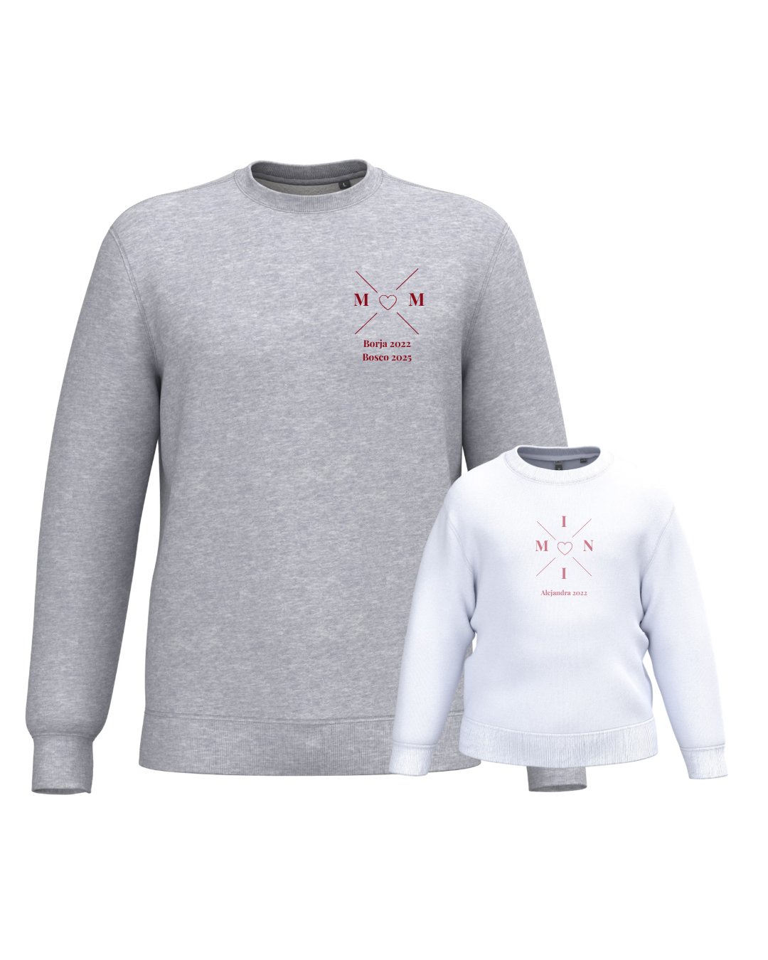 Pack sudadera MOM y MINI cruz corazón (desde 4 años)