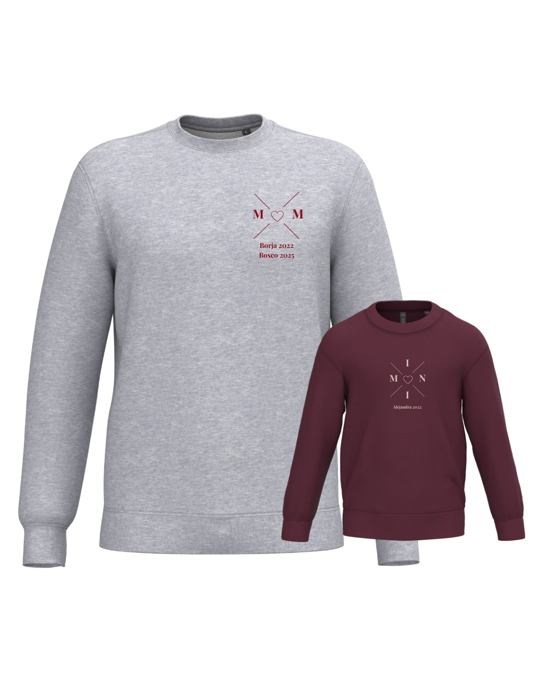 Pack sudadera MOM y MINI cruz corazón (desde 4 años)