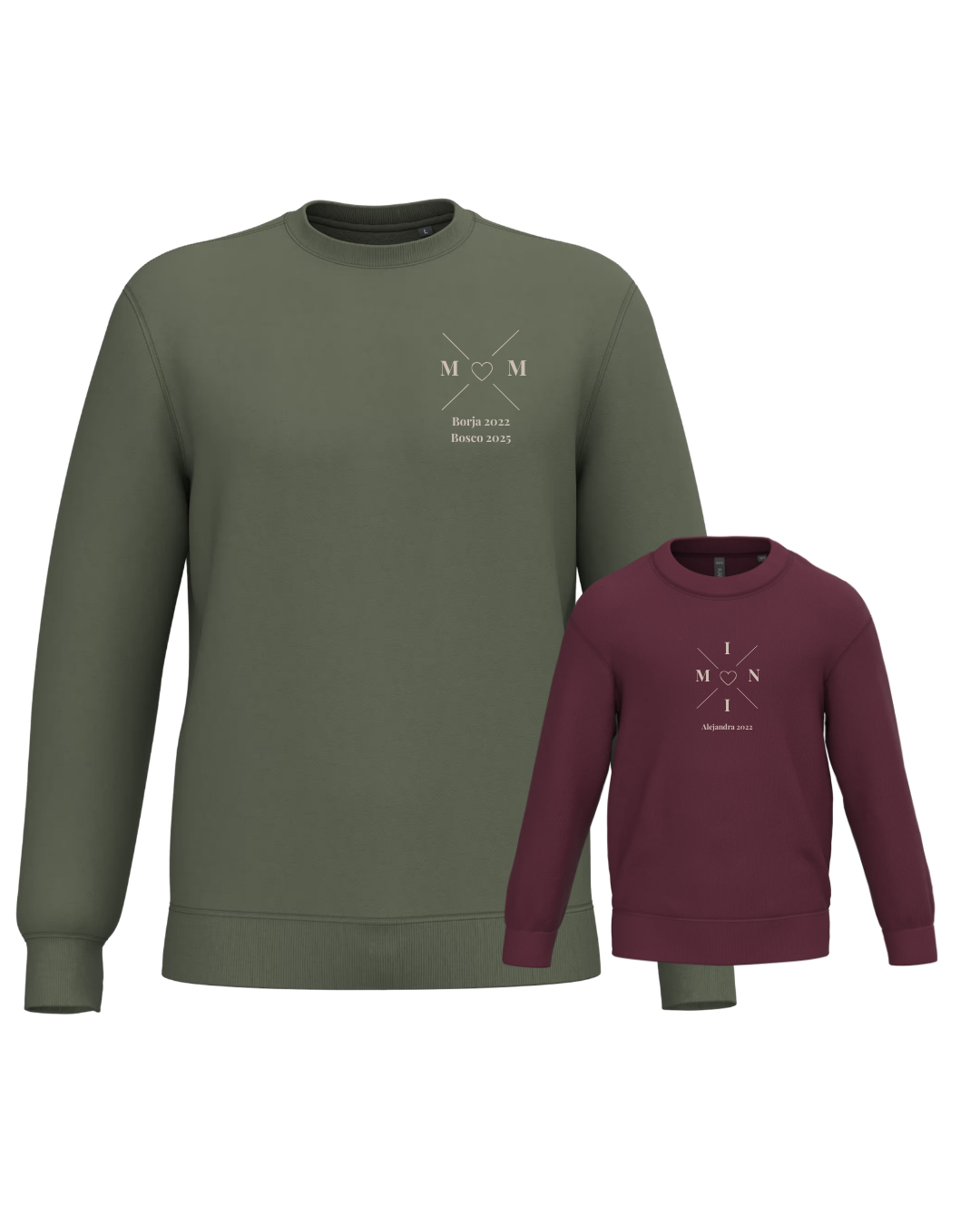 Pack sudadera MOM y MINI cruz corazón (desde 4 años)
