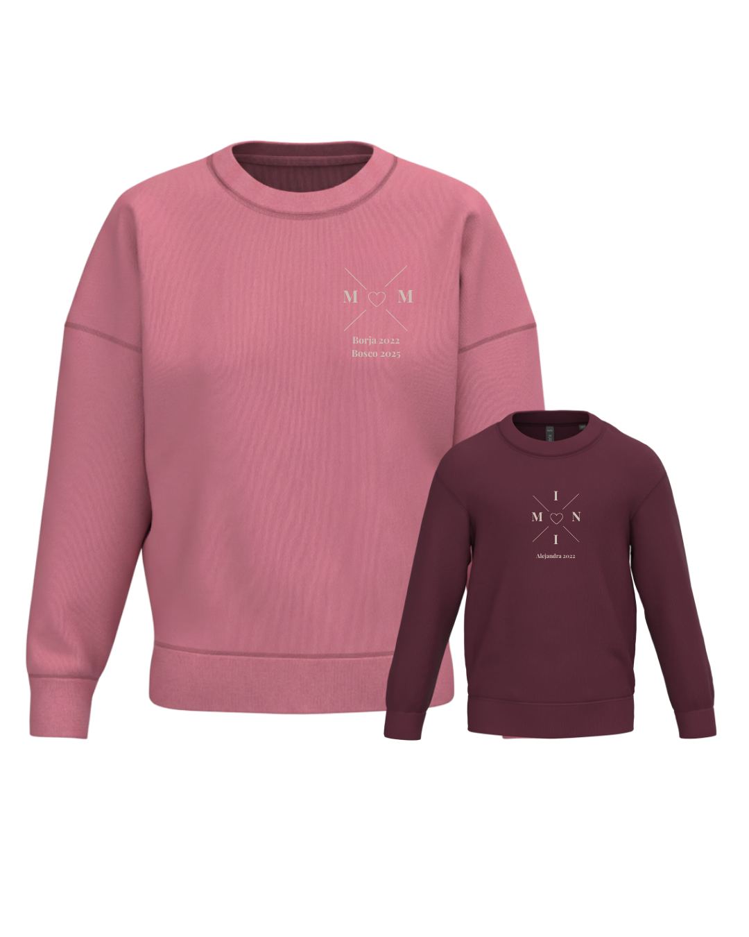 Pack sudadera MOM y MINI cruz corazón (desde 4 años)