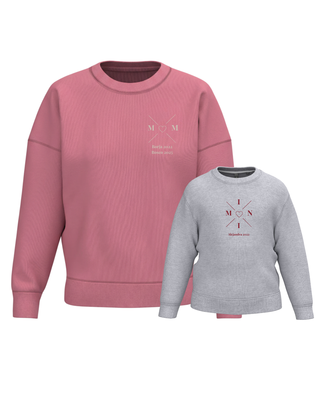 Pack sudadera MOM y MINI cruz corazón (desde 4 años)