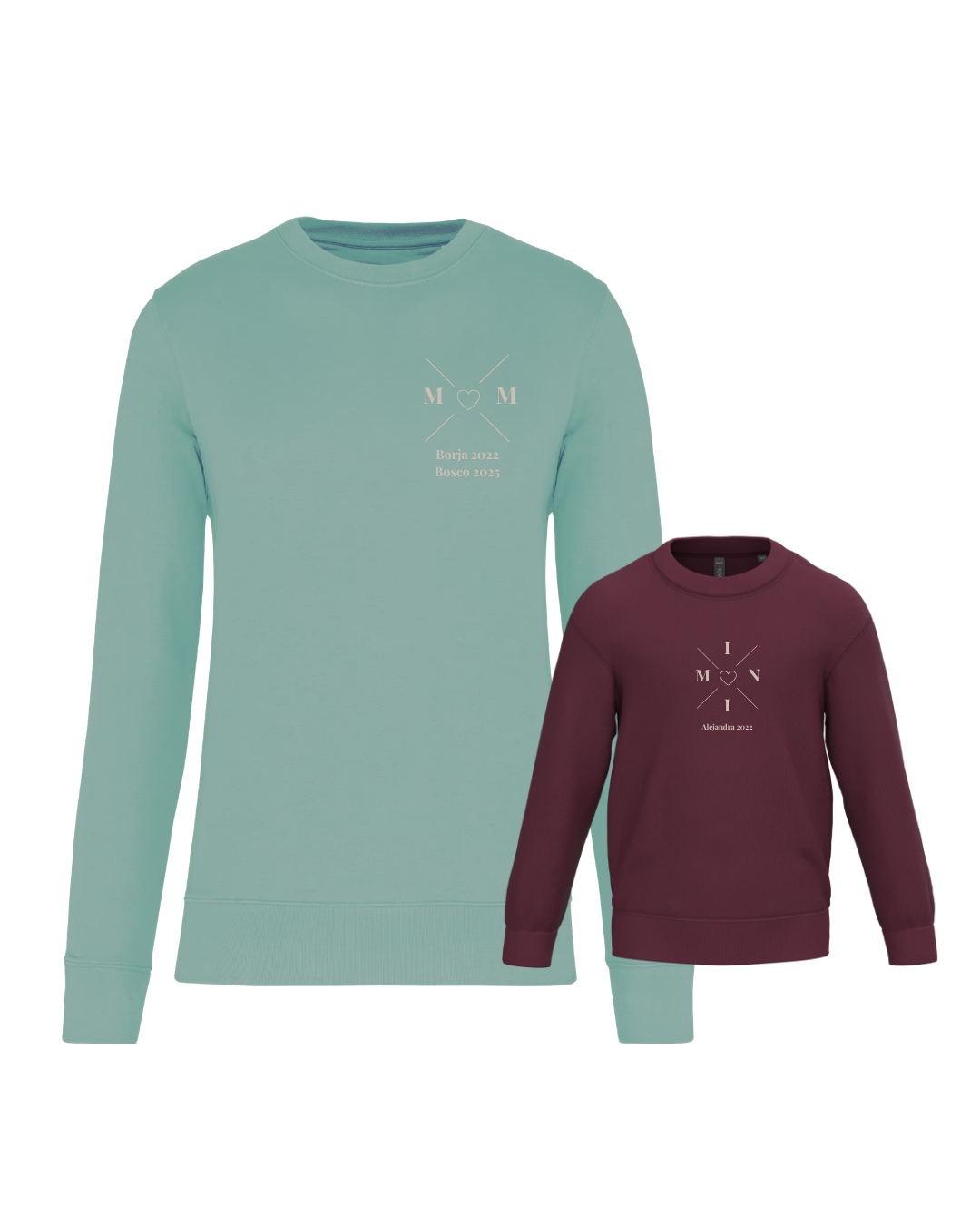 Pack sudadera MOM y MINI cruz corazón (desde 4 años)