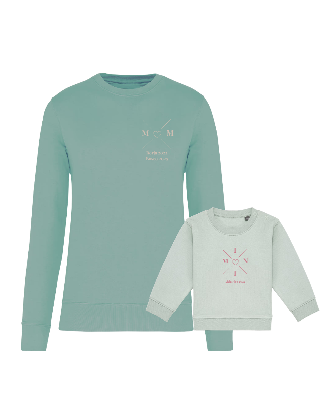 Pack sudaderas MOM y MINI bebé cruz corazón (hasta 36 meses)