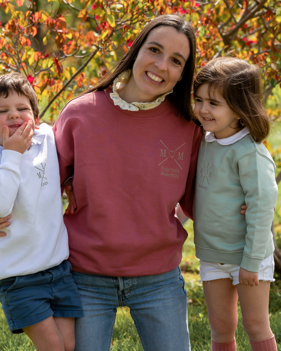 MOM and MINI heart-cross sweatshirt set (ages 4 and up)