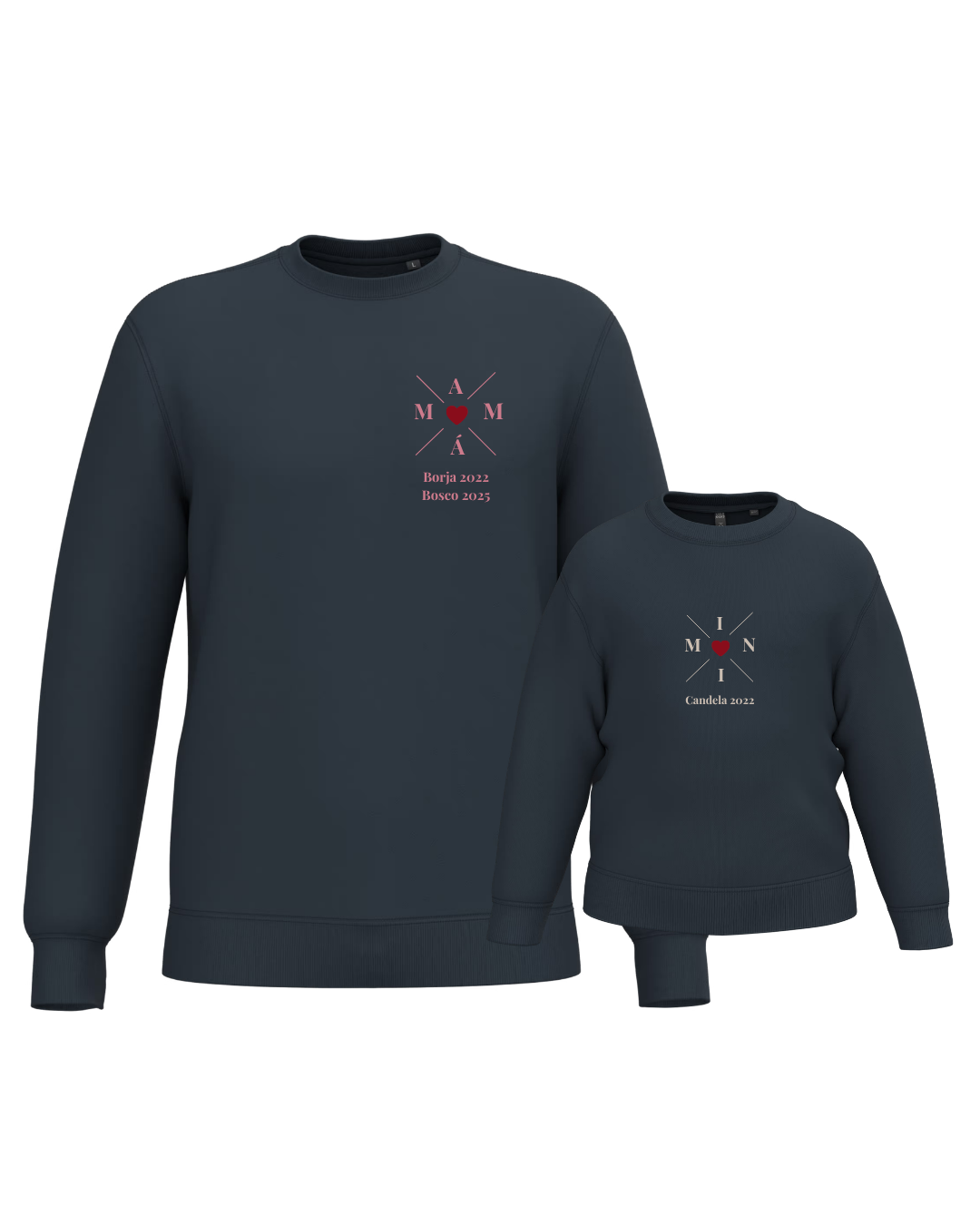 Pack Niña y Mamá Sudaderas personalizadas Cross Mom (corazón)