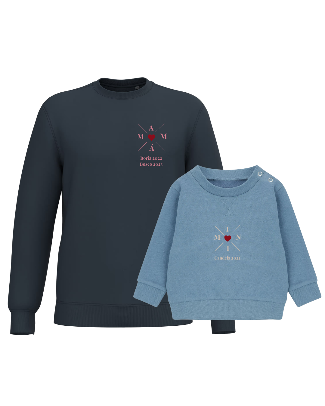 Pack Niña y Mamá Sudaderas personalizadas Cross Mom (corazón)