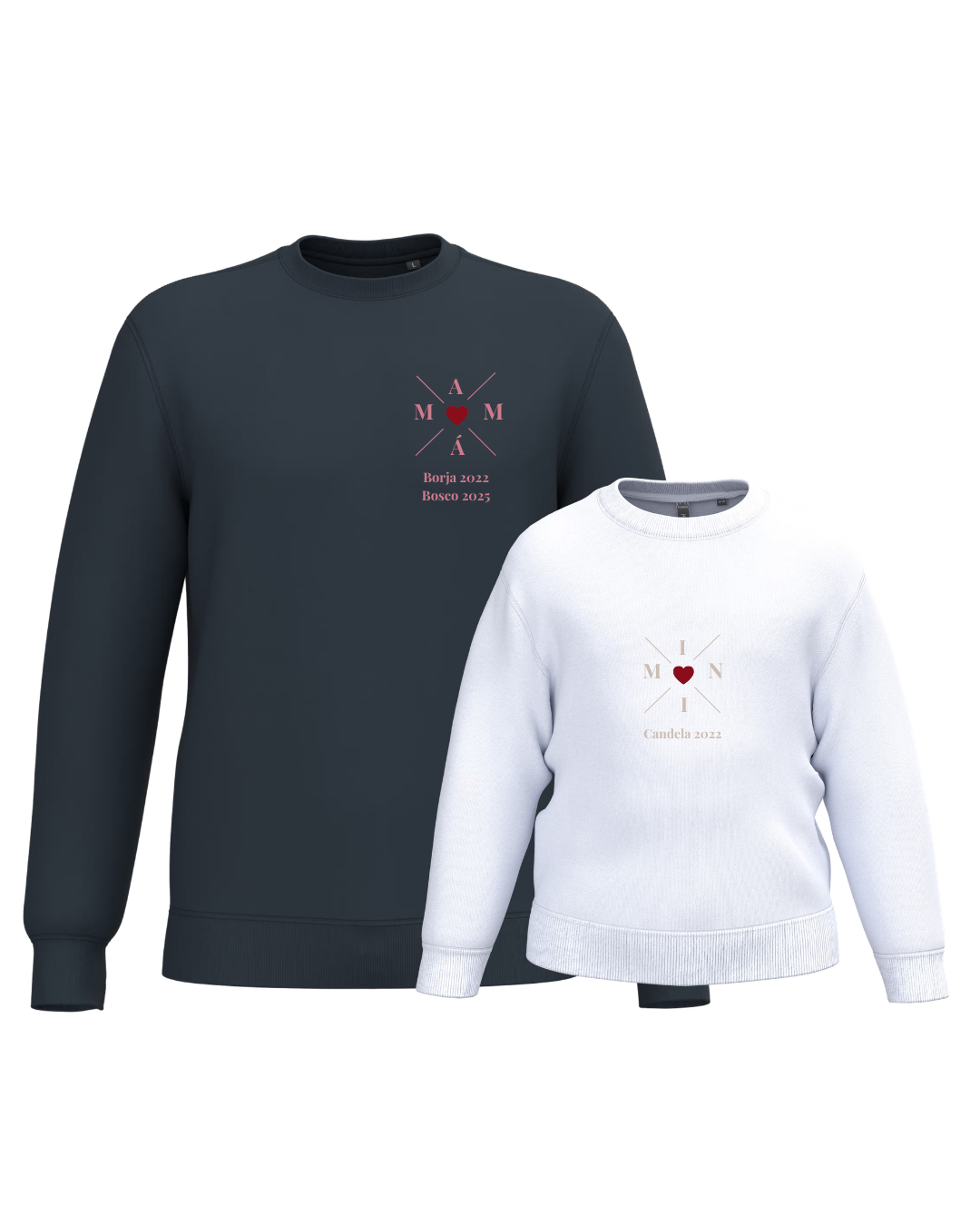 Pack Niña y Mamá Sudaderas personalizadas Cross Mom (corazón)