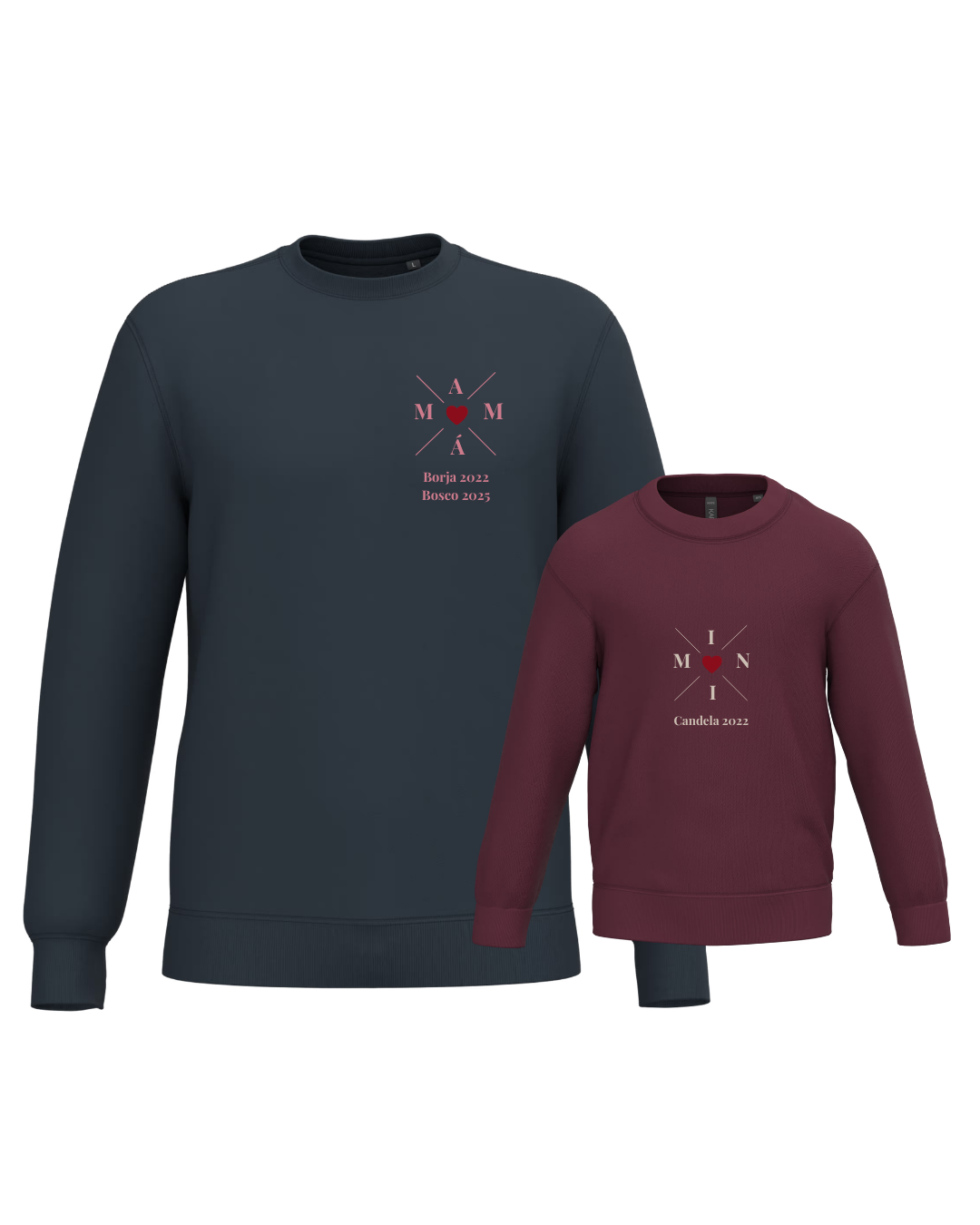 Pack Niña y Mamá Sudaderas personalizadas Cross Mom (corazón)
