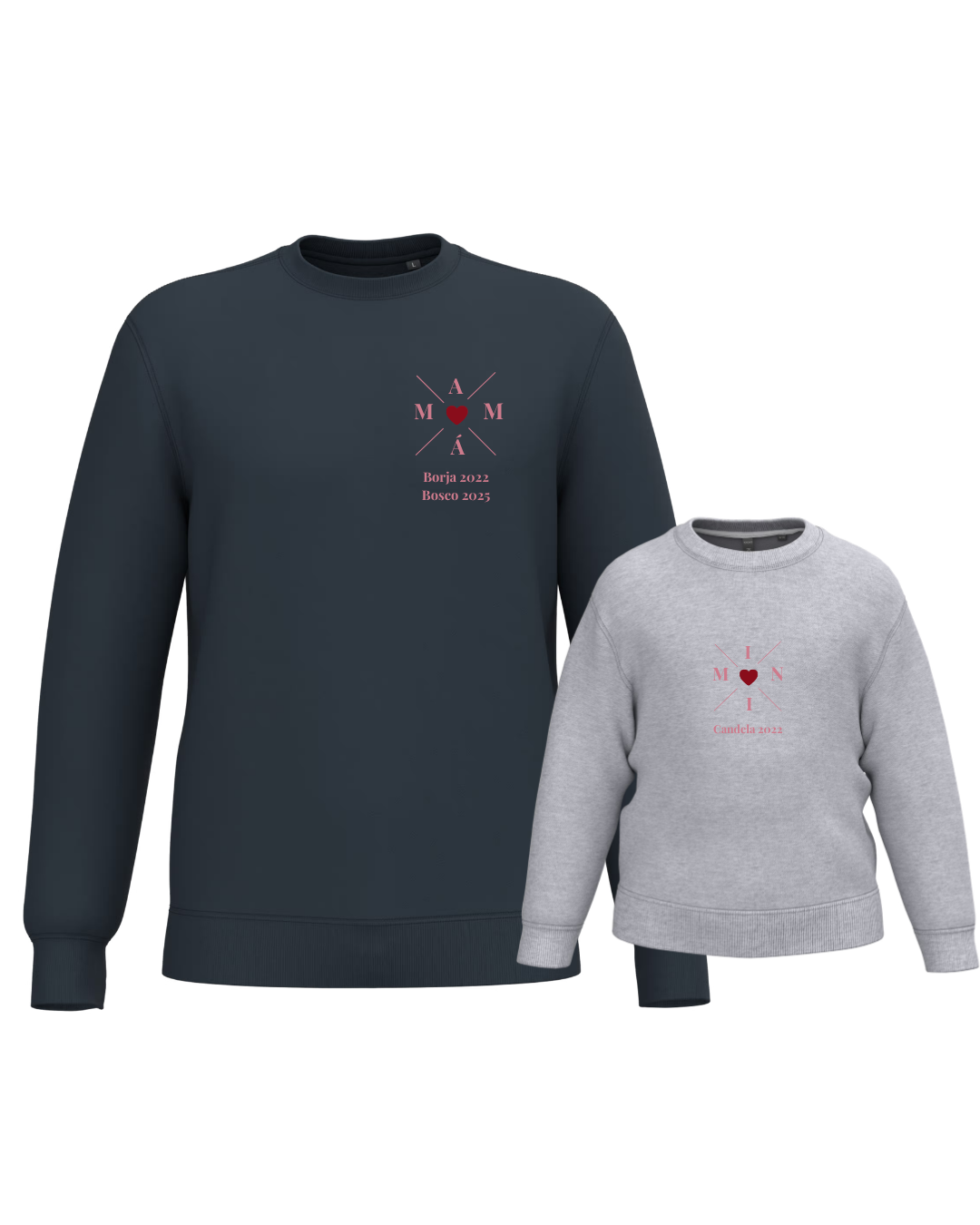 Pack Niña y Mamá Sudaderas personalizadas Cross Mom (corazón)