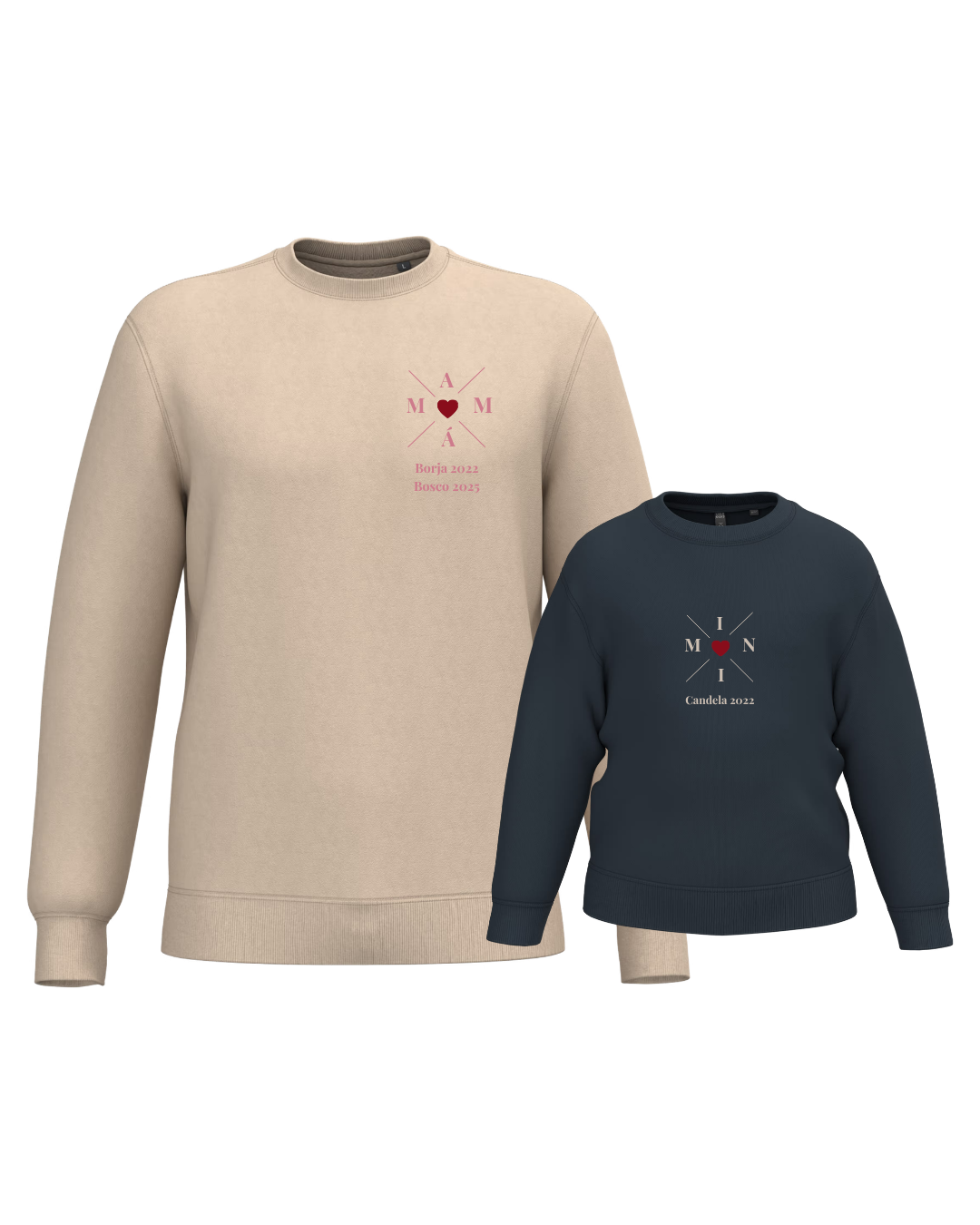 Pack Niña y Mamá Sudaderas personalizadas Cross Mom (corazón)