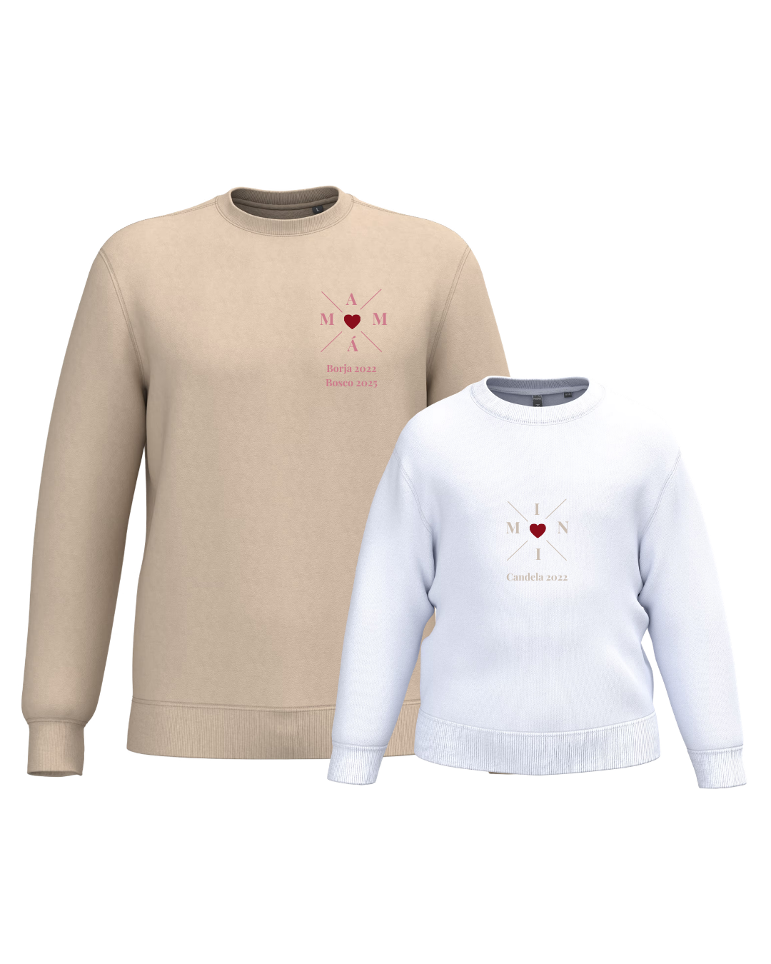 Pack Niña y Mamá Sudaderas personalizadas Cross Mom (corazón)