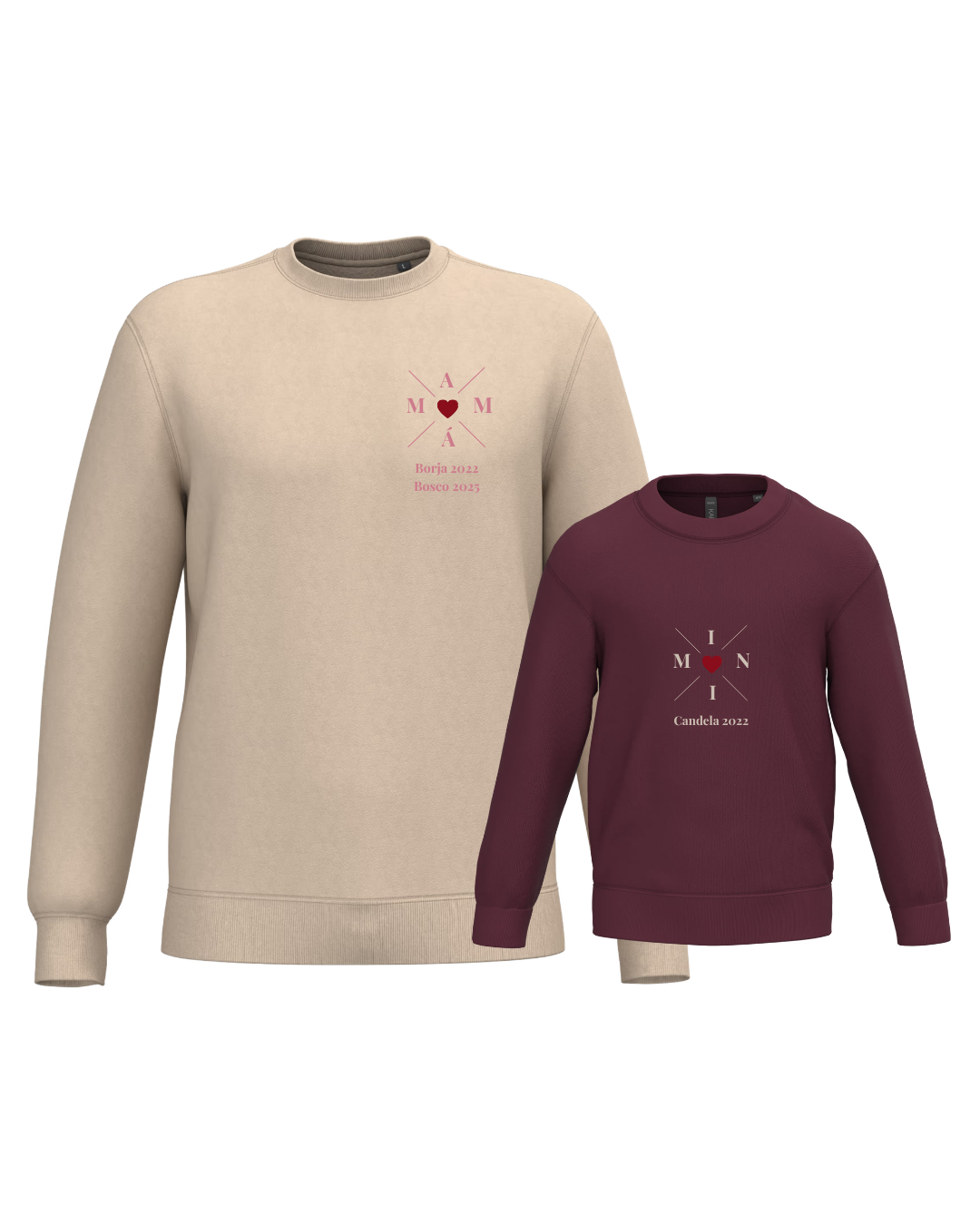 Pack Niña y Mamá Sudaderas personalizadas Cross Mom (corazón)