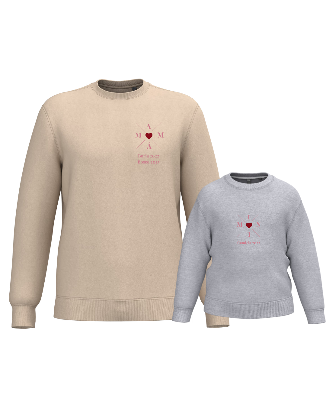 Pack Niña y Mamá Sudaderas personalizadas Cross Mom (corazón)