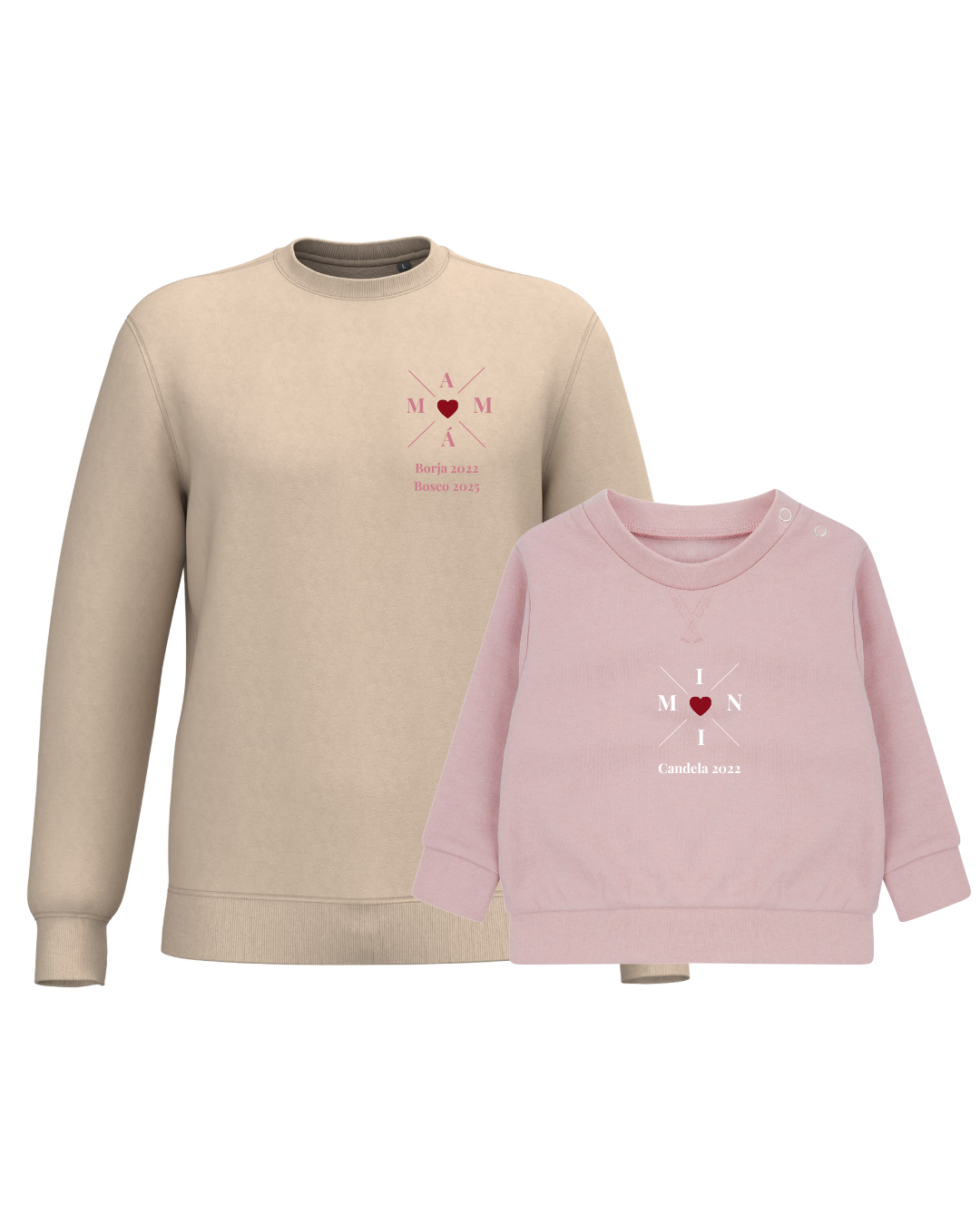 Pack Niña y Mamá Sudaderas personalizadas Cross Mom (corazón)