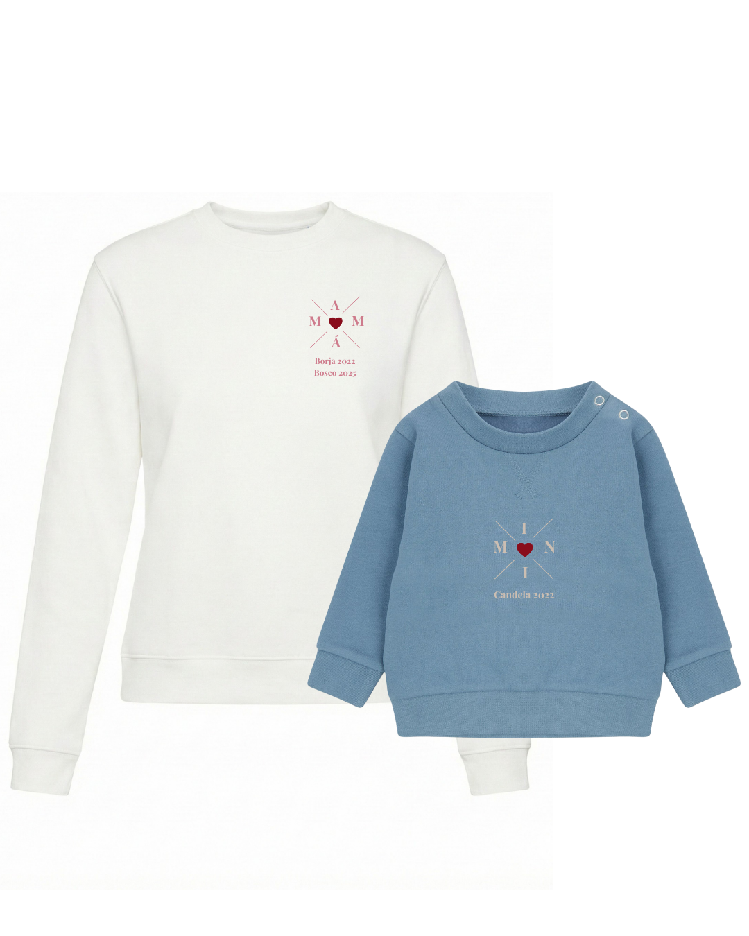 Pack Bebé y Mamá Sudaderas personalizadas Cross Mom (corazón)