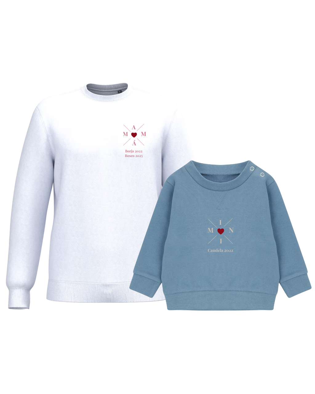 Pack Niña y Mamá Sudaderas personalizadas Cross Mom (corazón)