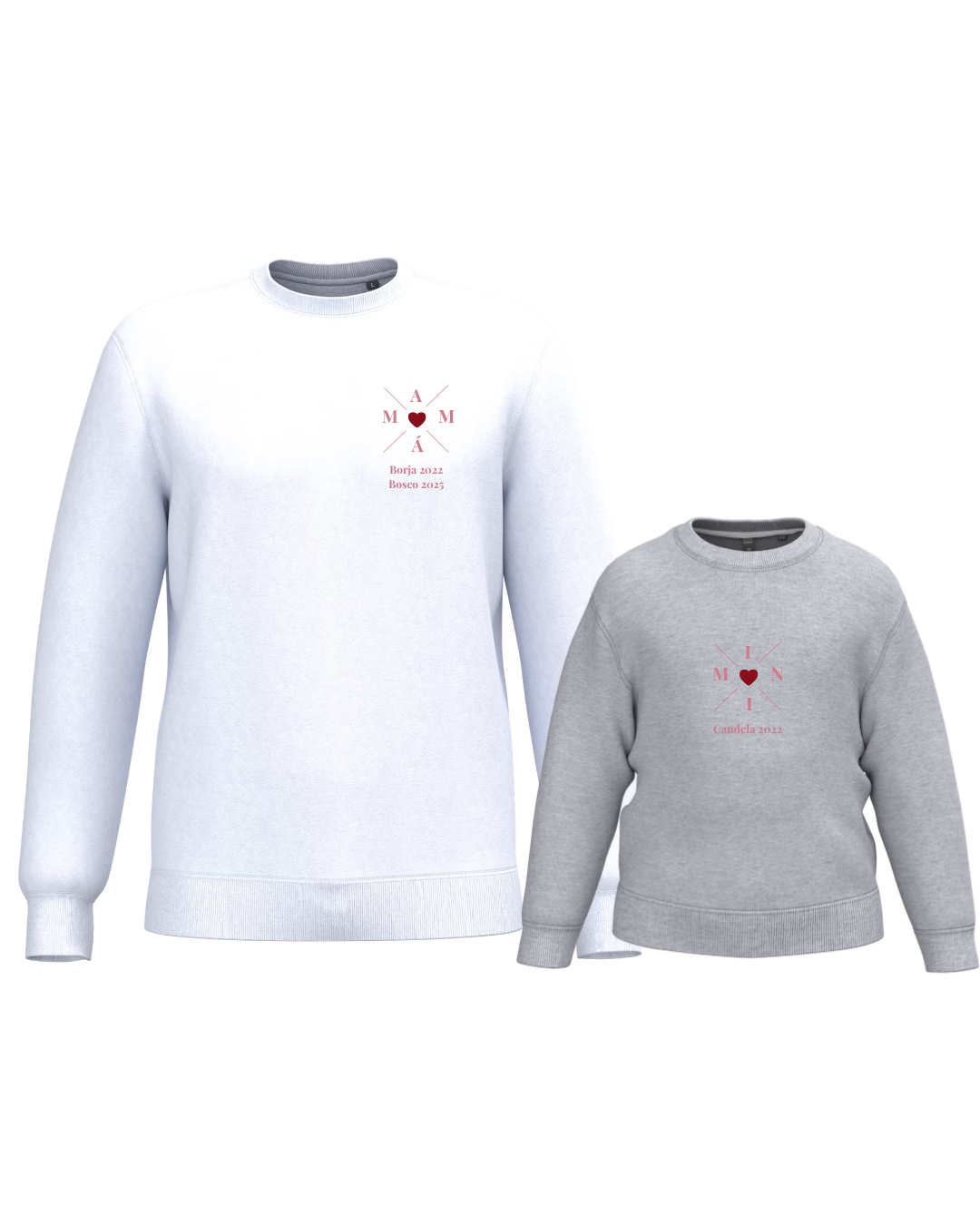 Pack Niña y Mamá Sudaderas personalizadas Cross Mom (corazón)