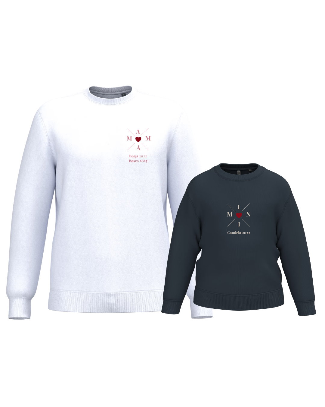 Pack Niña y Mamá Sudaderas personalizadas Cross Mom (corazón)