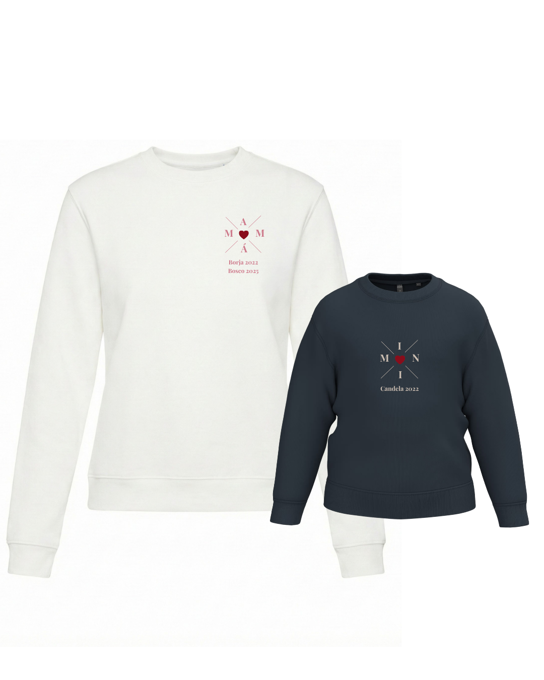 Pack Niña y Mamá Sudaderas personalizadas Cross Mom (corazón)