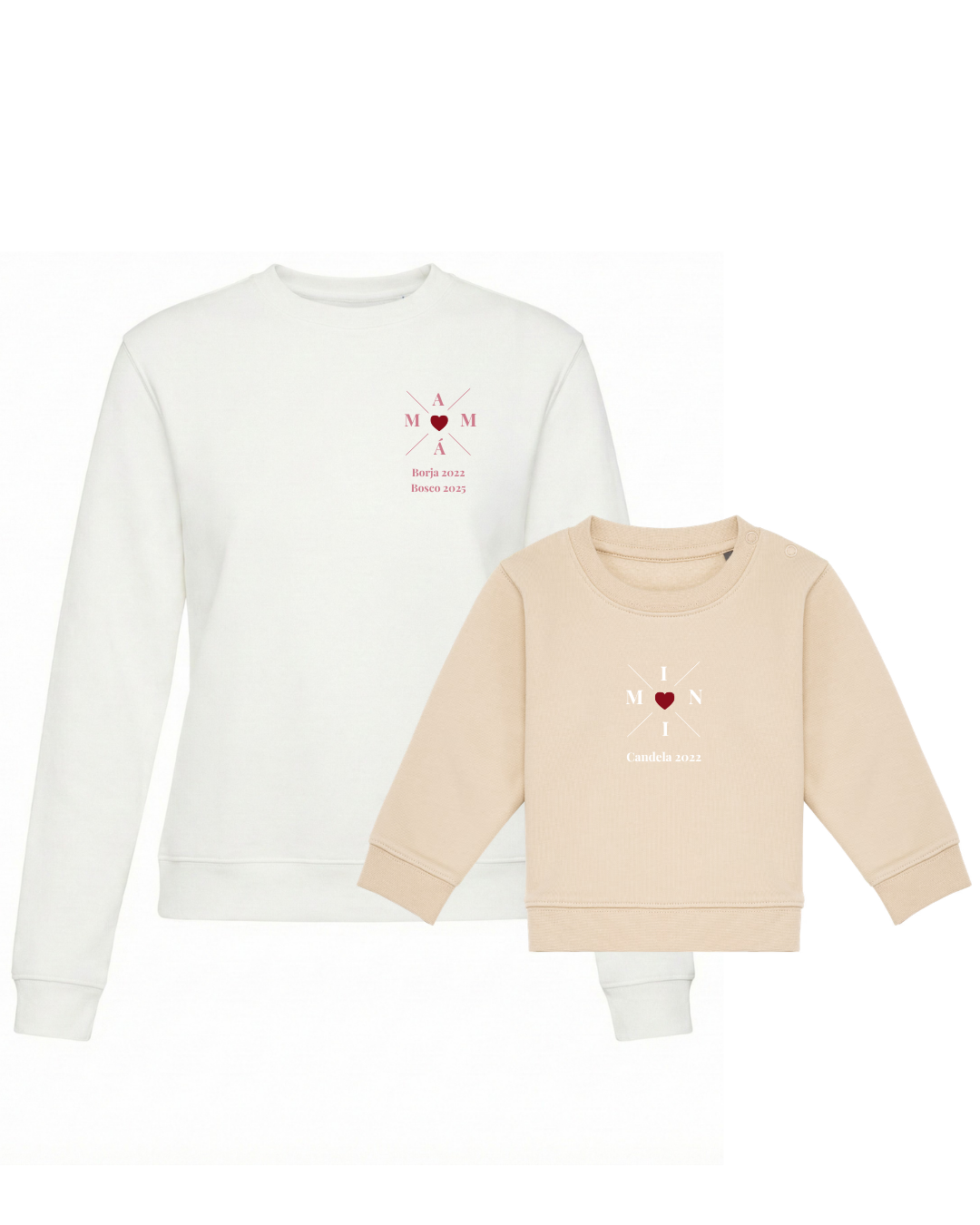 Pack Bebé y Mamá Sudaderas personalizadas Cross Mom (corazón)