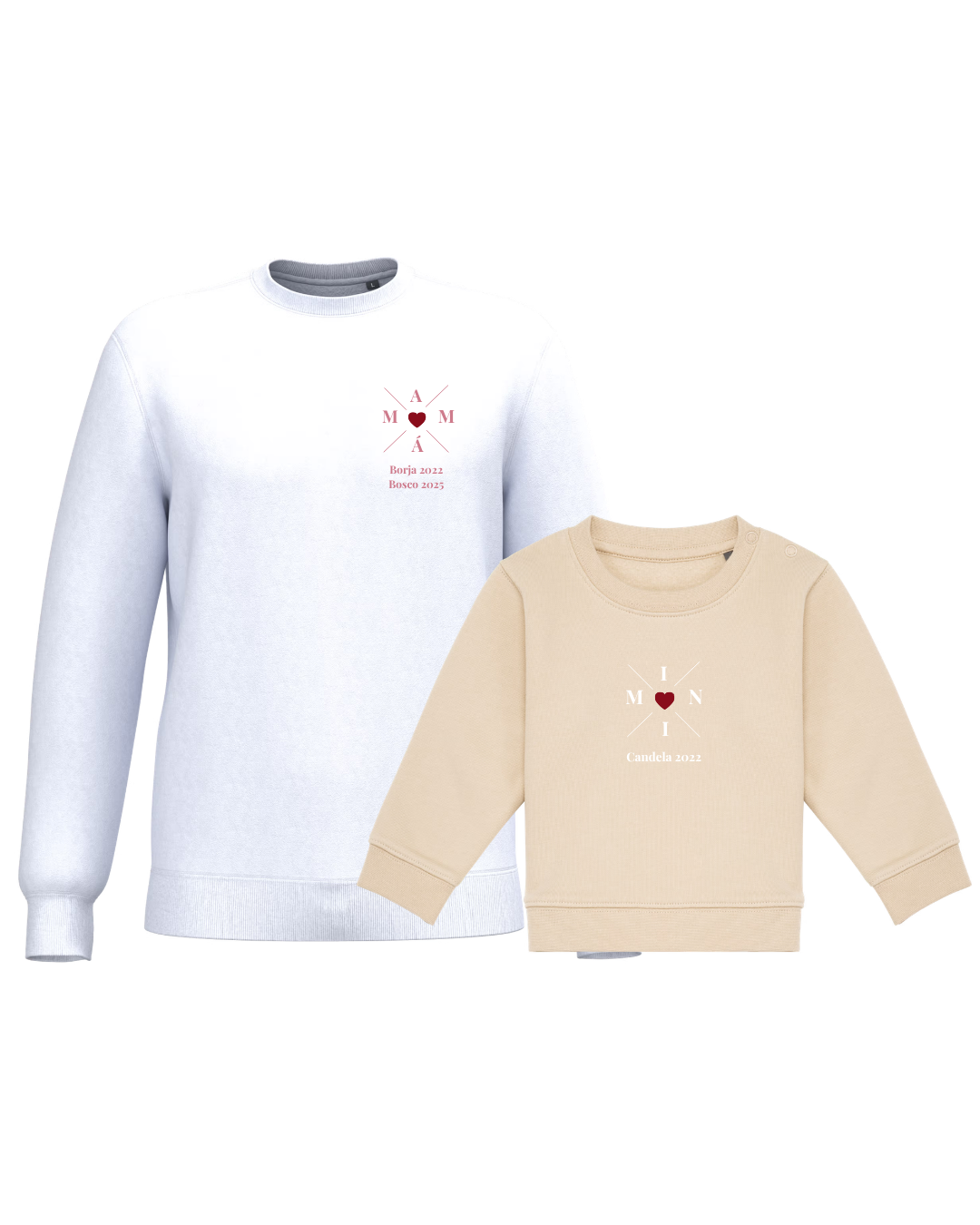 Pack Bebé y Mamá Sudaderas personalizadas Cross Mom (corazón)