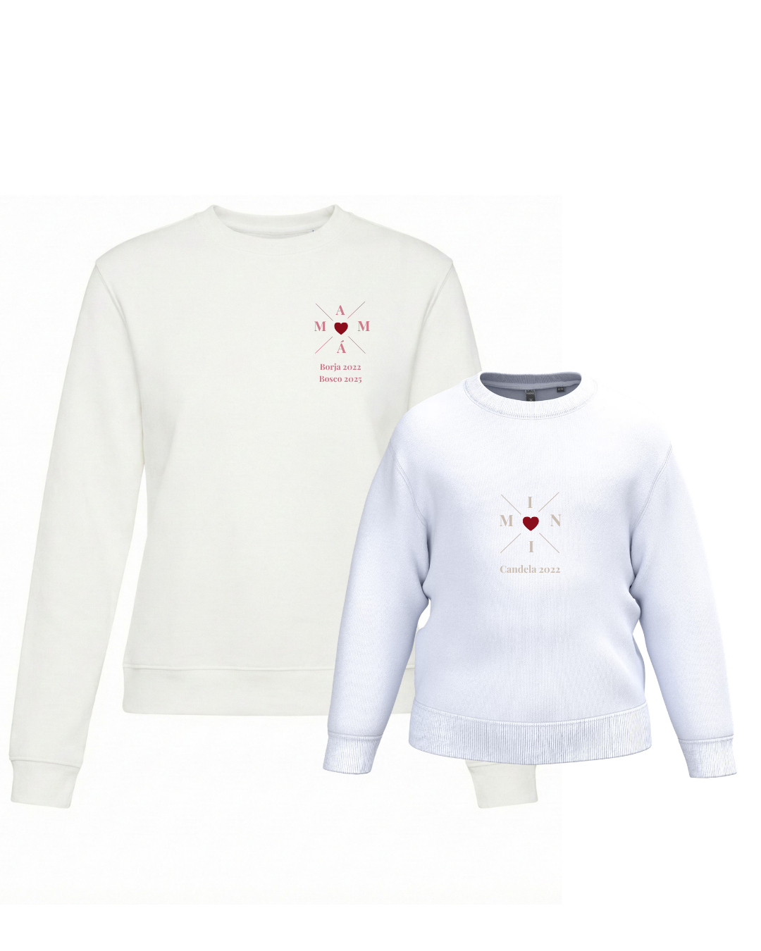 Pack Niña y Mamá Sudaderas personalizadas Cross Mom (corazón)