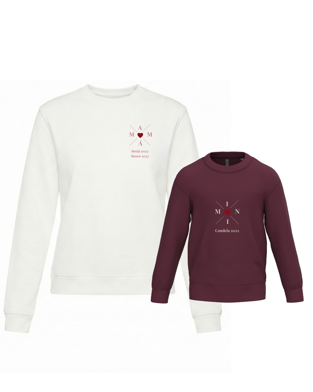 Pack Niña y Mamá Sudaderas personalizadas Cross Mom (corazón)